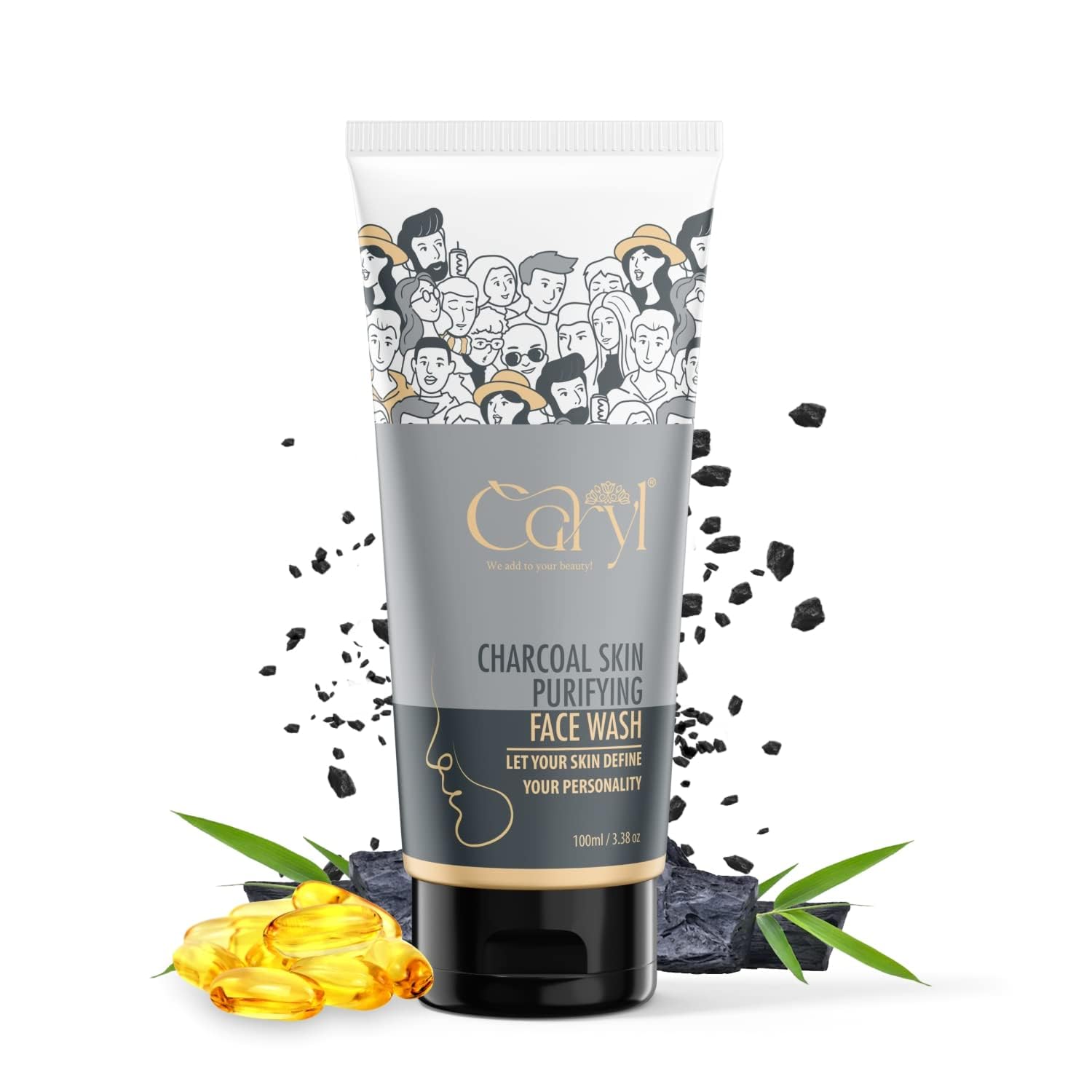 Charcoal Skin Purifying Face Wash for Men & Women - Deep Pore Cleanser, Oil Control, Travel Size (100ml) | Ideal for All Skin Types | Daily Use for Acne-Prone & Oily Skin | Perfect for Gym, Travel & Everyday Skincare Routine