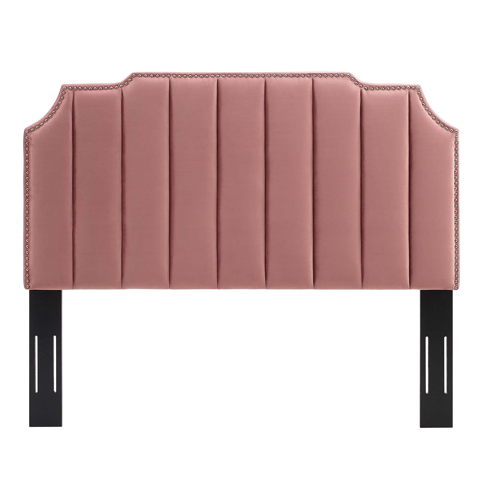 Modway Rosalind Channel Tufted Performance Velvet King/California King Headboard - Dusty Rose Upholstered Bed Frame for Master Bedroom & Guest Room Decor