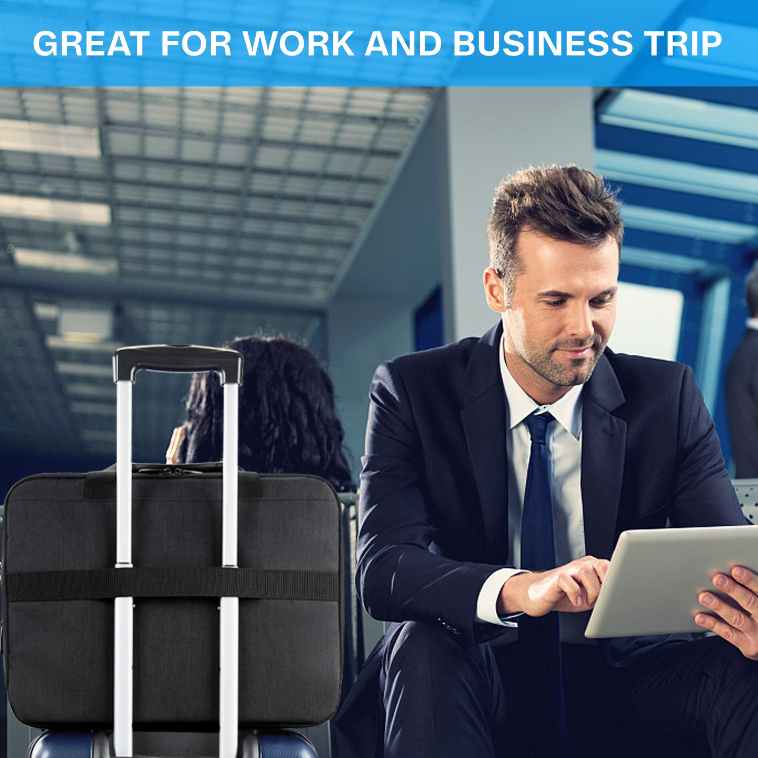 BAGSMART 18 Inch Expandable Laptop Bag for Men & Women - Water-Resistant Business Briefcase, Computer Shoulder Bag for Work, Office & Travel - Black | Perfect for Business Professionals & Daily Commuters