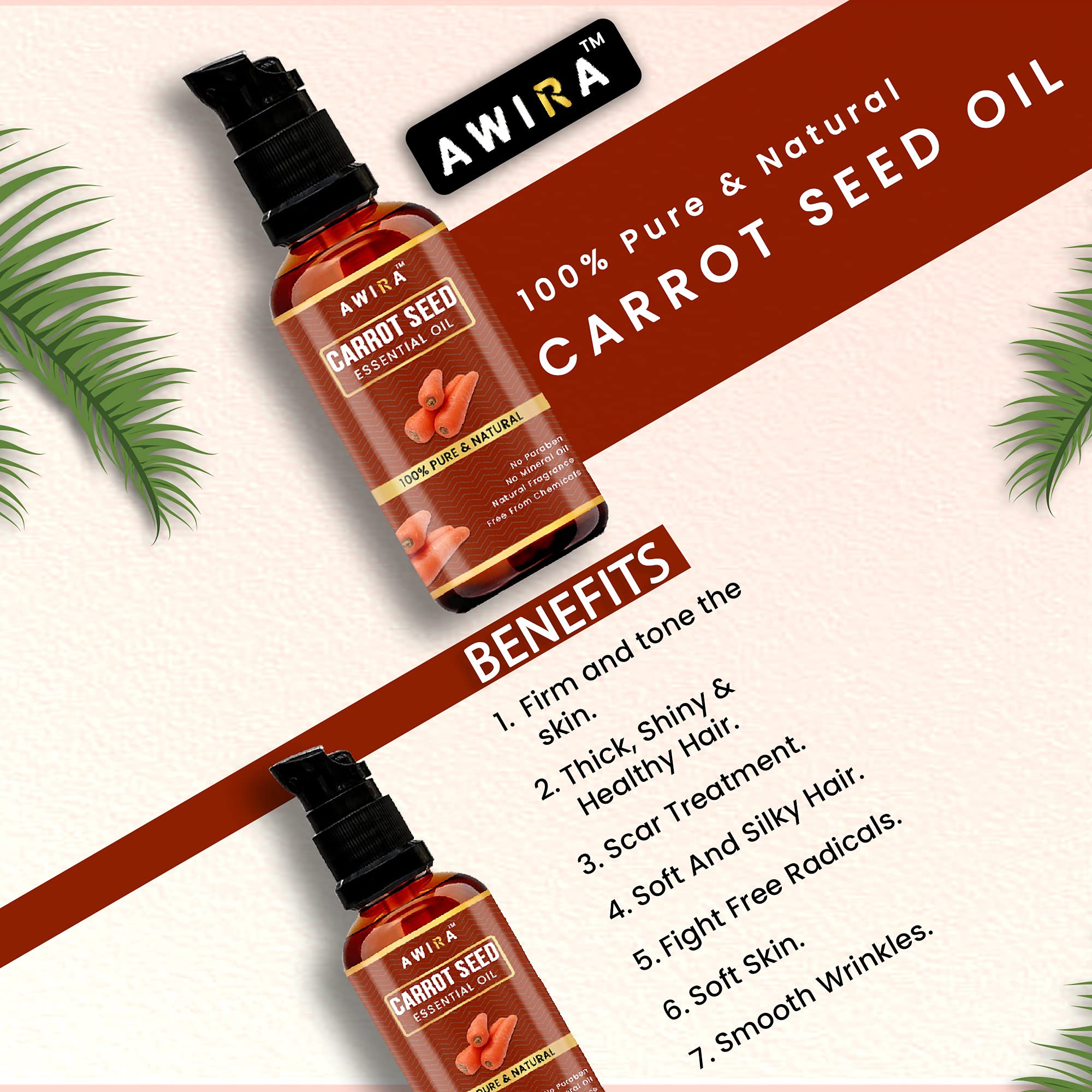 Pure Awira Carrot Seed Essential Oil 30ml - 100% Natural, Undiluted for Skin & Hair Care - Hydrates, Rejuvenates & Promotes Healthy Glow - Perfect for Aromatherapy, Massage & DIY Beauty Recipes
