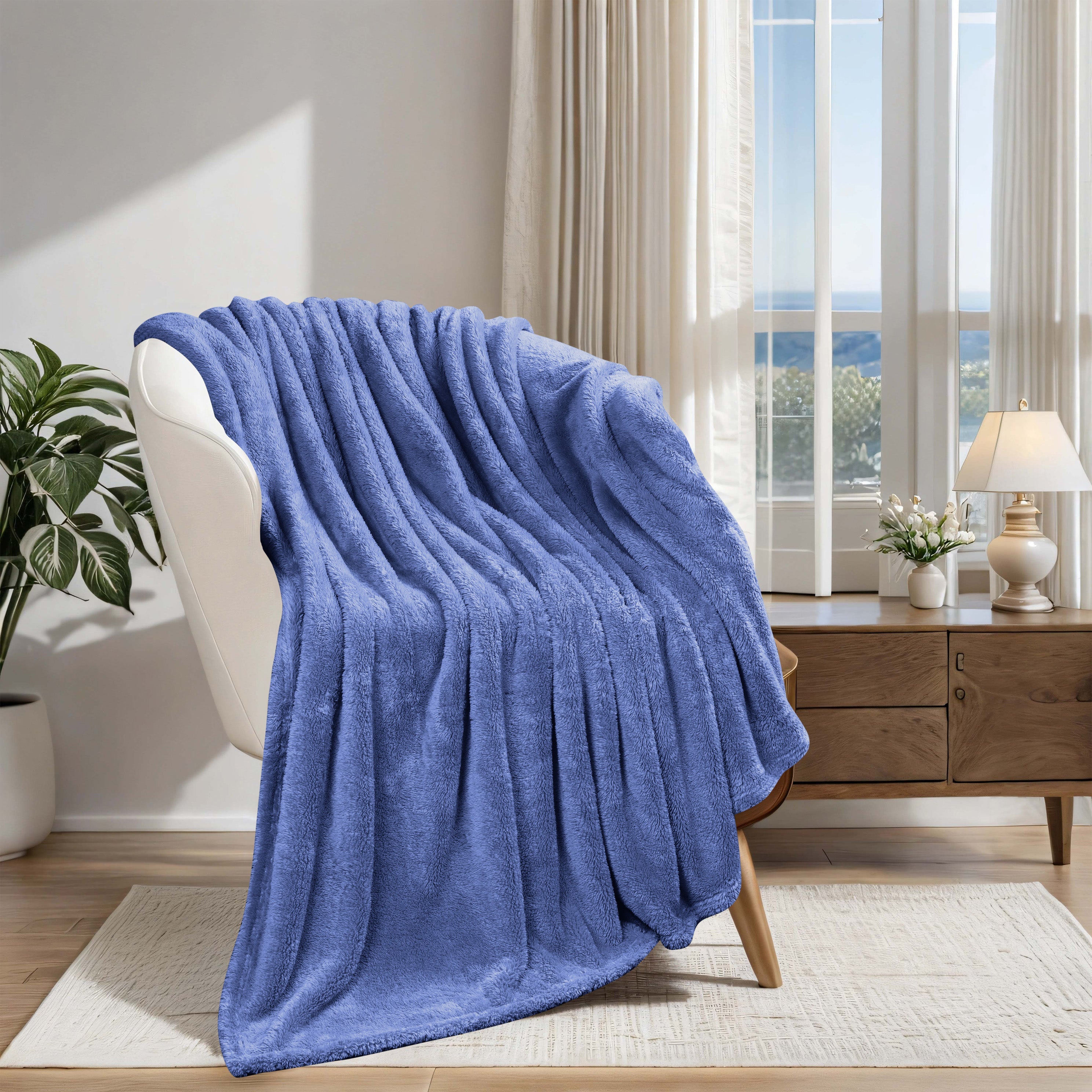 Classic Solid Fleece Plush Medium Weight Fluffy Soft Blanket - Cozy & Warm for Bed, Sofa, Travel & Gifts | Ultra-Soft Throw Blanket for All Seasons