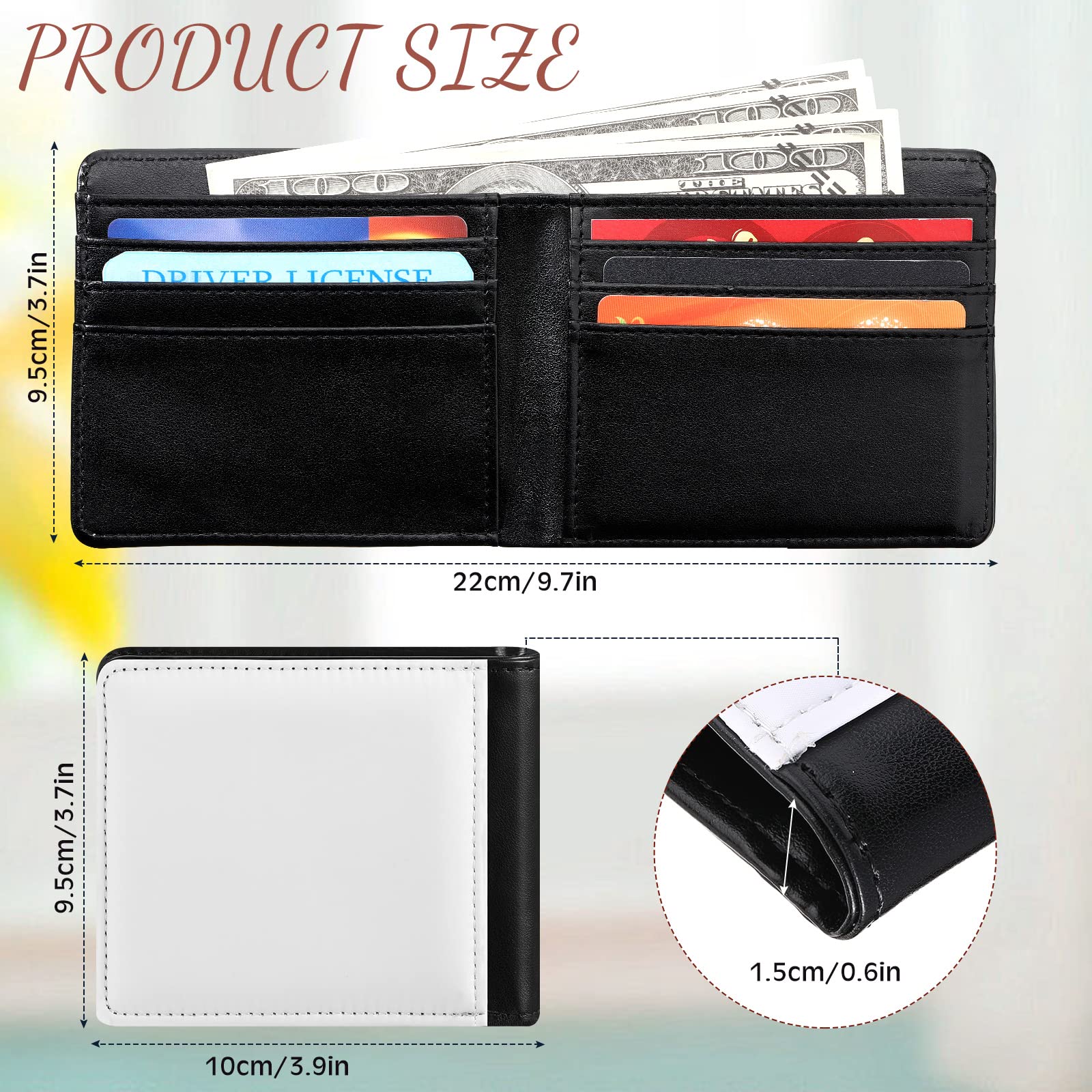 LEIFIDE 4 Pack Sublimation Wallet Blanks for Men - PU Leather Slim DIY Heat Transfer Wallets with ID Window & Card Slots - Perfect for Christmas Gifts, Travel, Work & Everyday Use