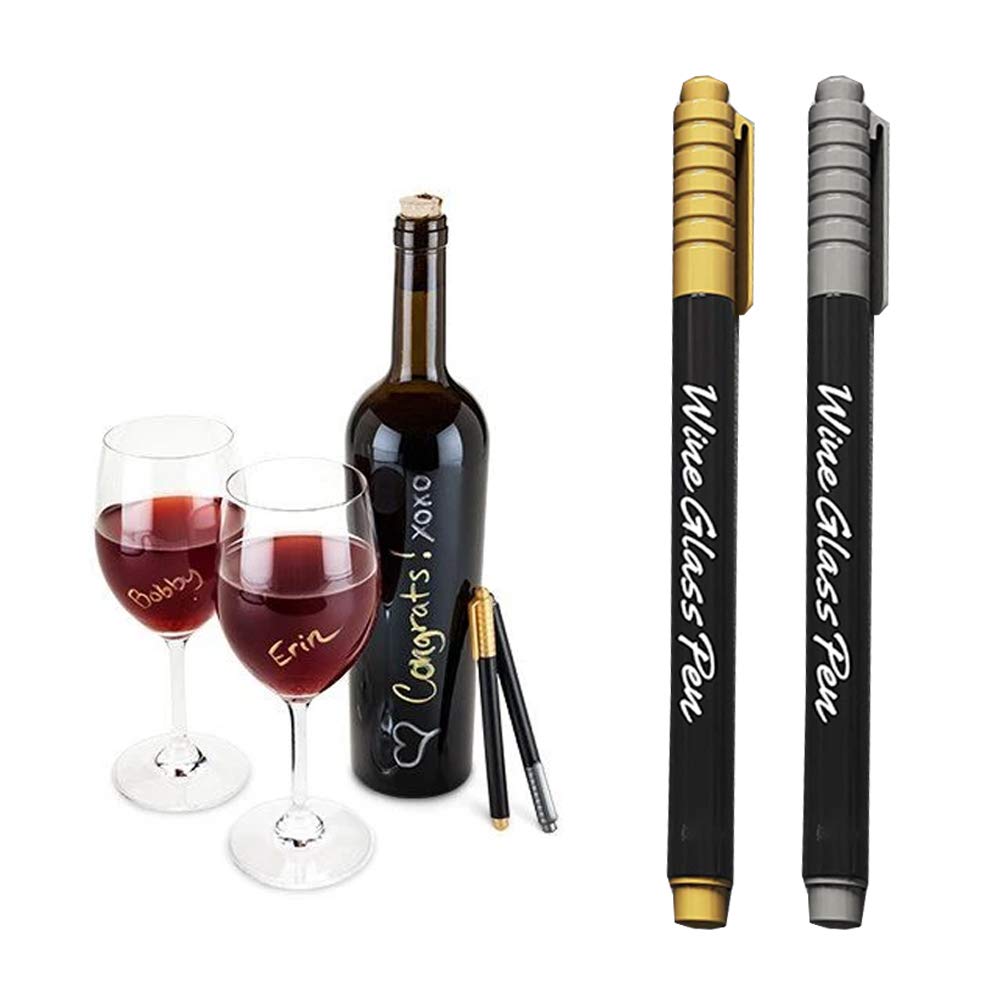 Gold & Silver Erasable Wine Glass Markers - Washable Drink Name Pens for Weddings, Parties & Events - Perfect for Bridal Showers, Bachelorette Parties & Holiday Gatherings