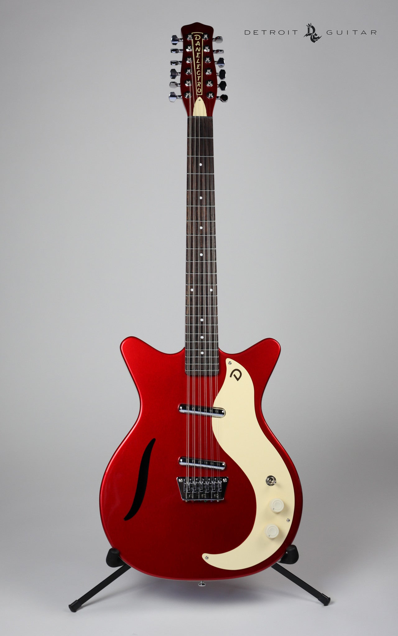 Vintage Danelectro '59 12-String Electric Guitar in Red Metallic Finish - Perfect for Rock, Blues & Retro Music Performances