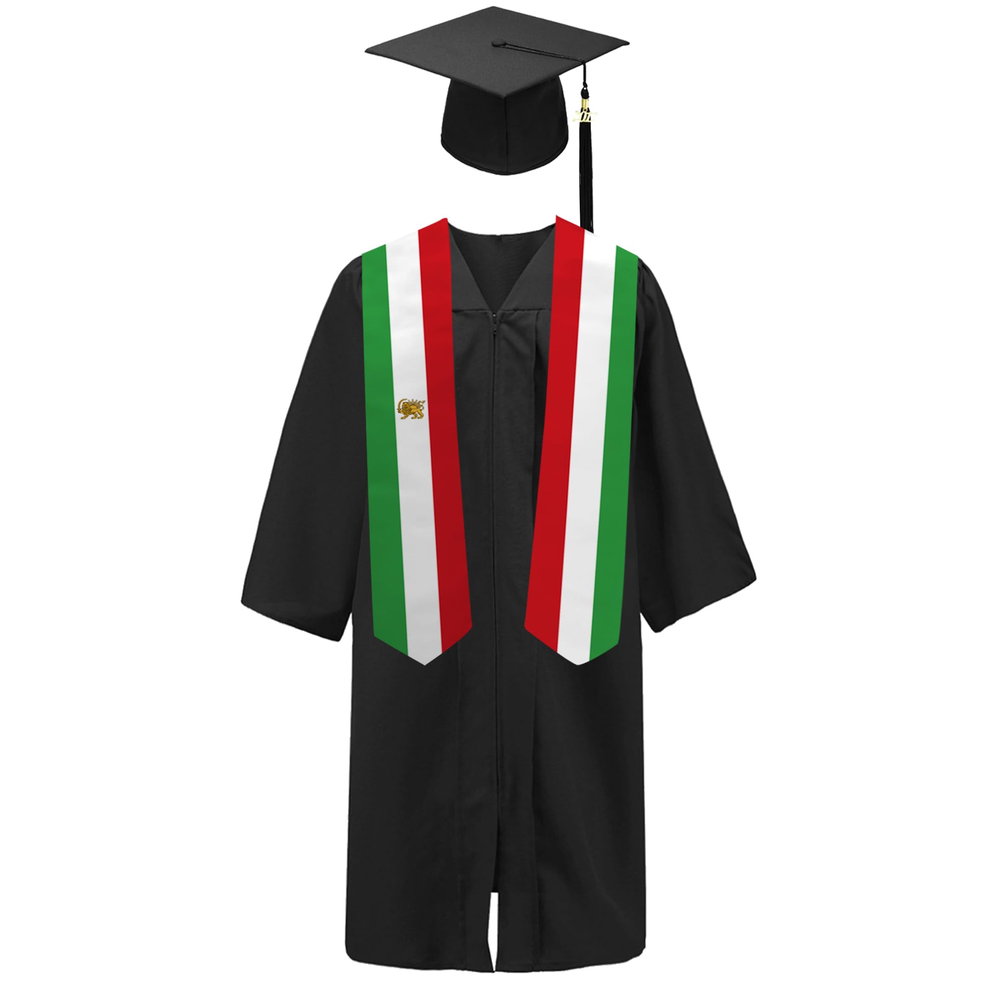 Iranian Flag Graduation Stole - 180x13cm Double Sided Sash for International Students - Perfect for Study Abroad Graduation Ceremonies, Cultural Events & Gift Giving