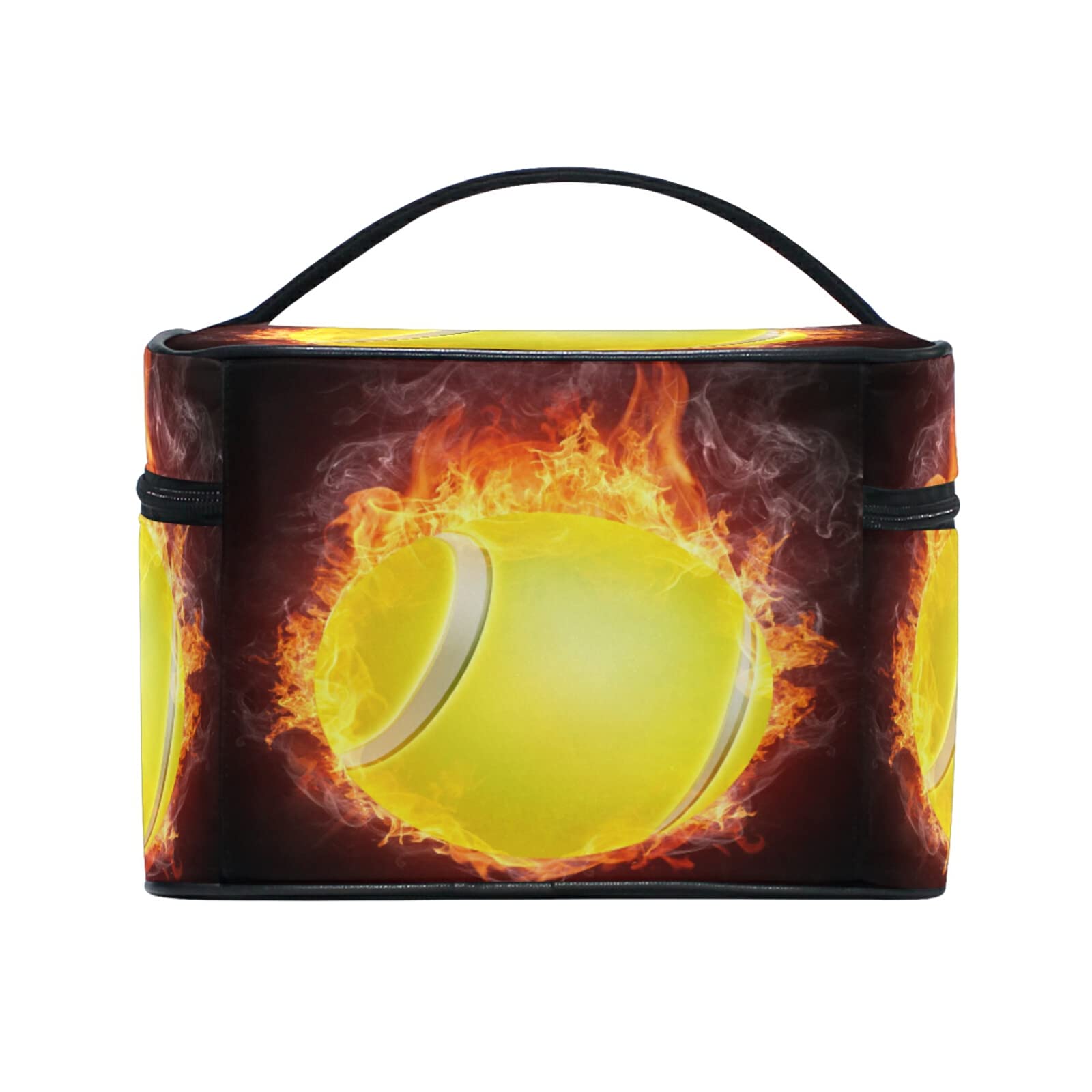 Cute Fire Tennis Ball Makeup Bag for Women - Waterproof Cosmetic Organizer & Travel Toiletry Case - Perfect for Gym, Travel, and Daily Essentials Storage
