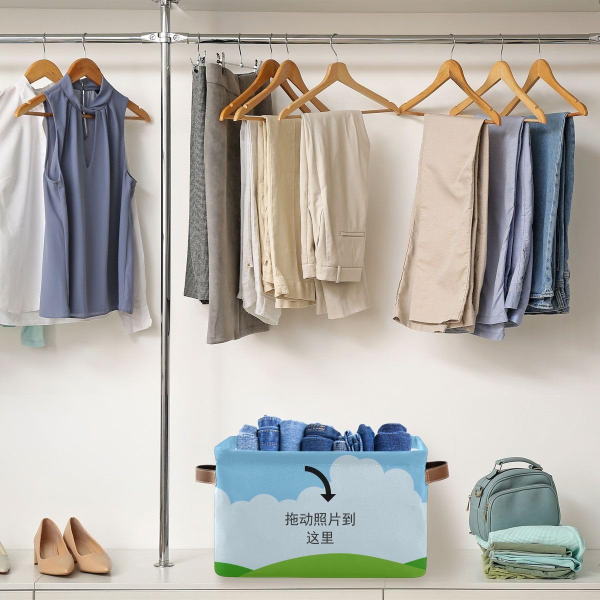 Square Storage Basket Set of 2 - Canvas Storage Bins & Organizers for Closet, Shelf, Home & Office - Perfect for Bedroom, Bathroom, and Kids Room Organization