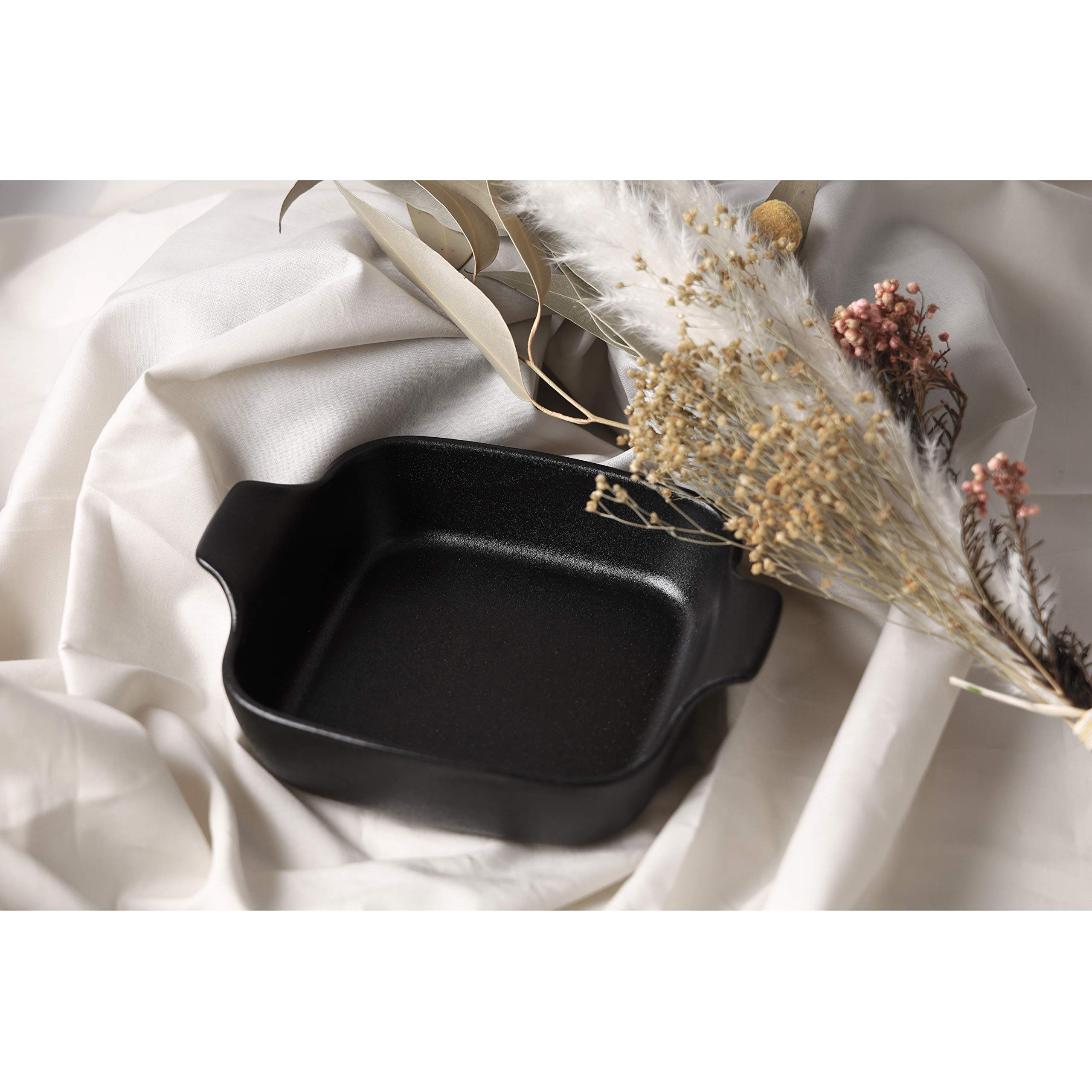 Premium Square Black Pearl Metal L-1907 Deep Plate - Oven-Safe Bakeware for Casseroles, Lasagna & Roasting Dishes
