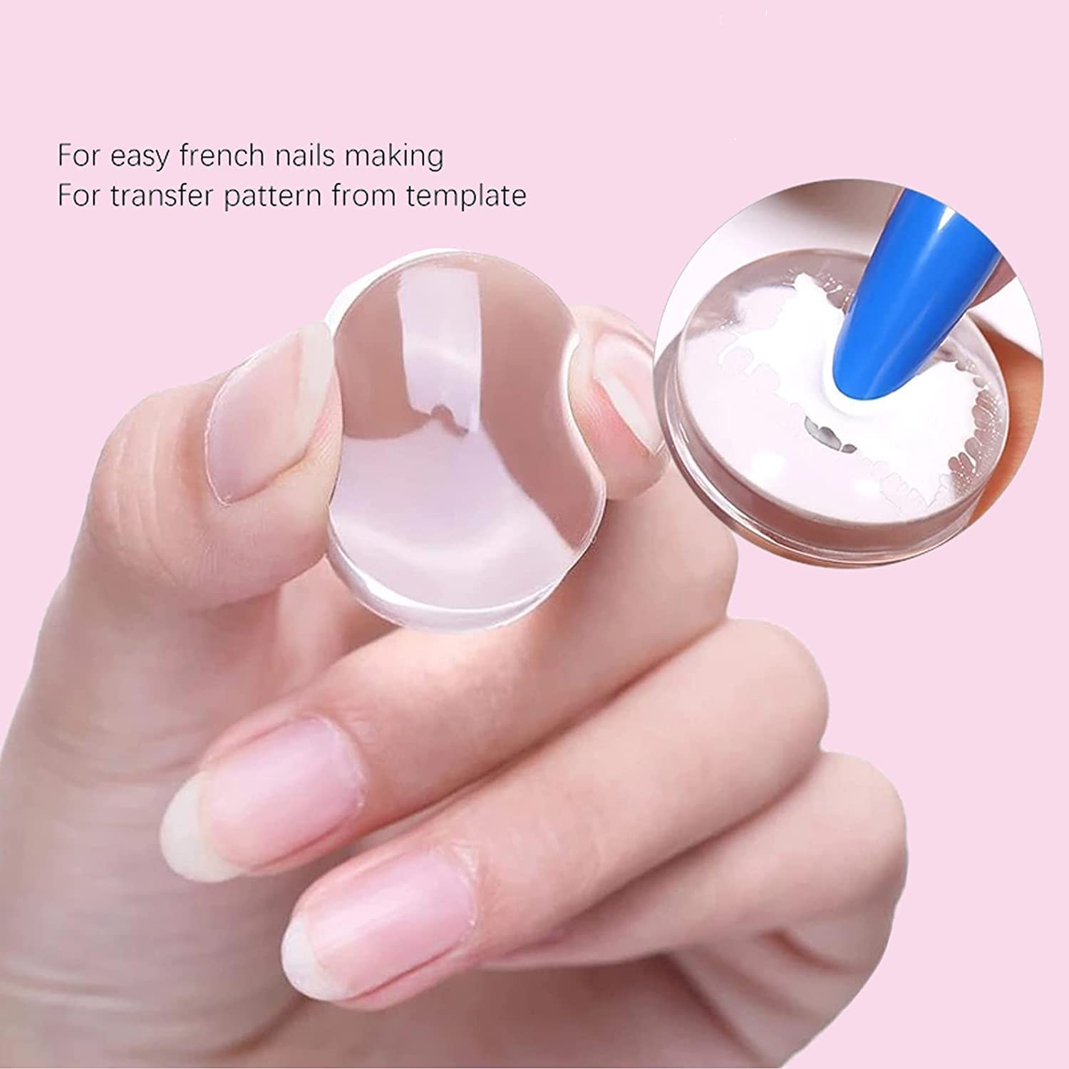 HEYOL Silicone Jelly Nail Stamper Kit - DIY French Manicure Tool with Scraper & Protective Cap for Nail Art Stamping - Perfect for Salon & Home Nail Decor (1 Pack)