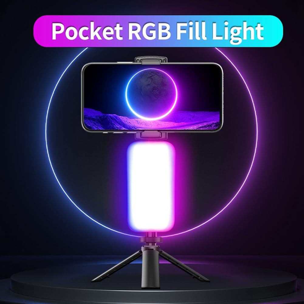 Xinyan Photography LED Lights - RGB Fill Light for Direct Broadcast & Ambient Lighting with Desktop Phone Stand | Perfect for Live Streaming, YouTube Videos, and Home Studio Photography