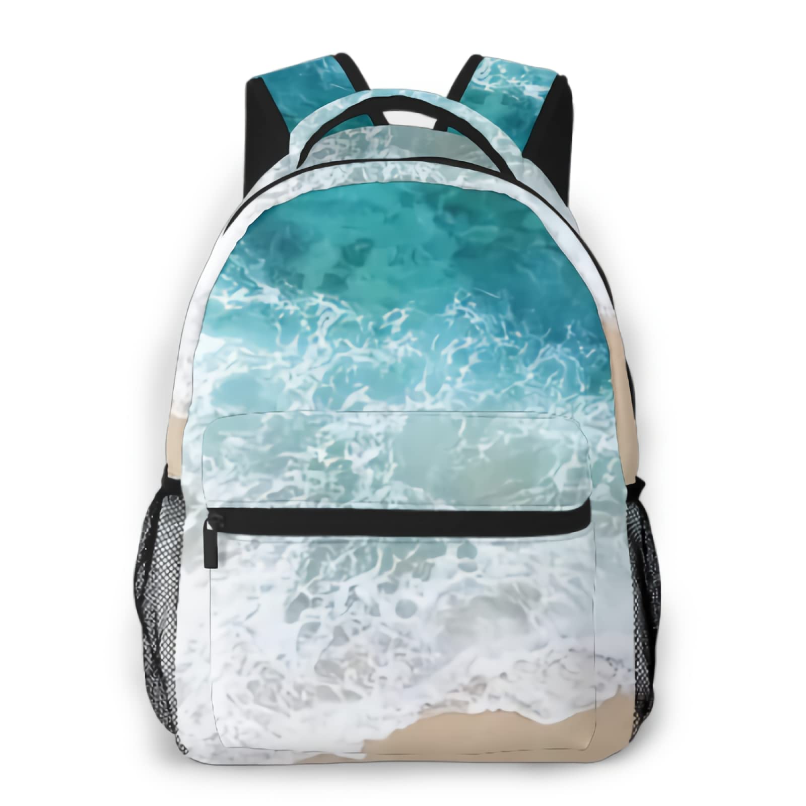 Stylish Beach Waves Backpack - Tropical Sea Design for School, Travel, Hiking & Fitness | Waterproof Laptop Backpack for Work, College & Outdoor Adventures