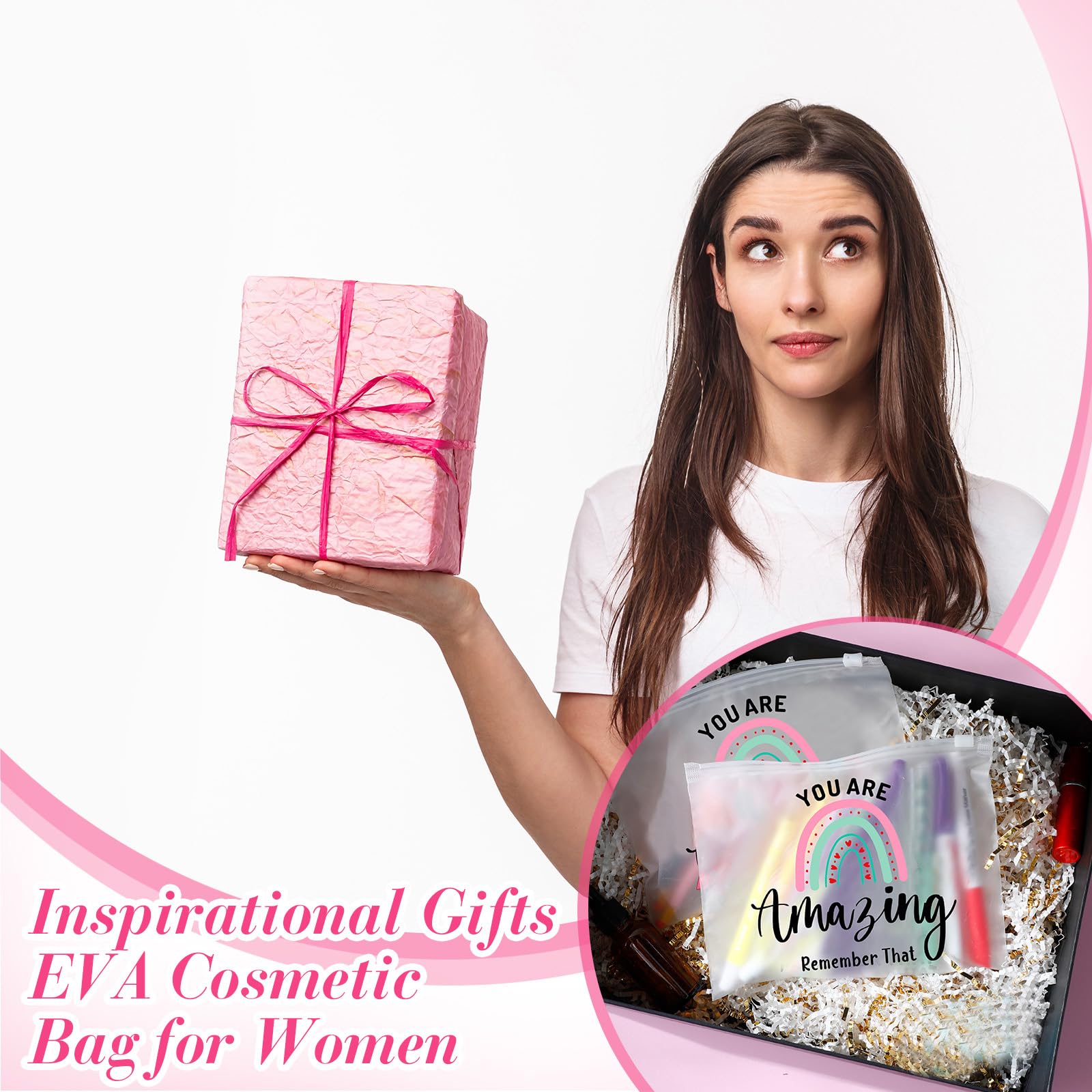 50 Pcs Inspirational Cosmetic Bags for Women - Bulk EVA Makeup Pouches with Zipper (You Are Amazing/Brave/Awesome) - Perfect for Birthday, Graduation, Christian Easter & Encouragement Gifts - Great for Travel, Daily Makeup Storage & Gift Giving