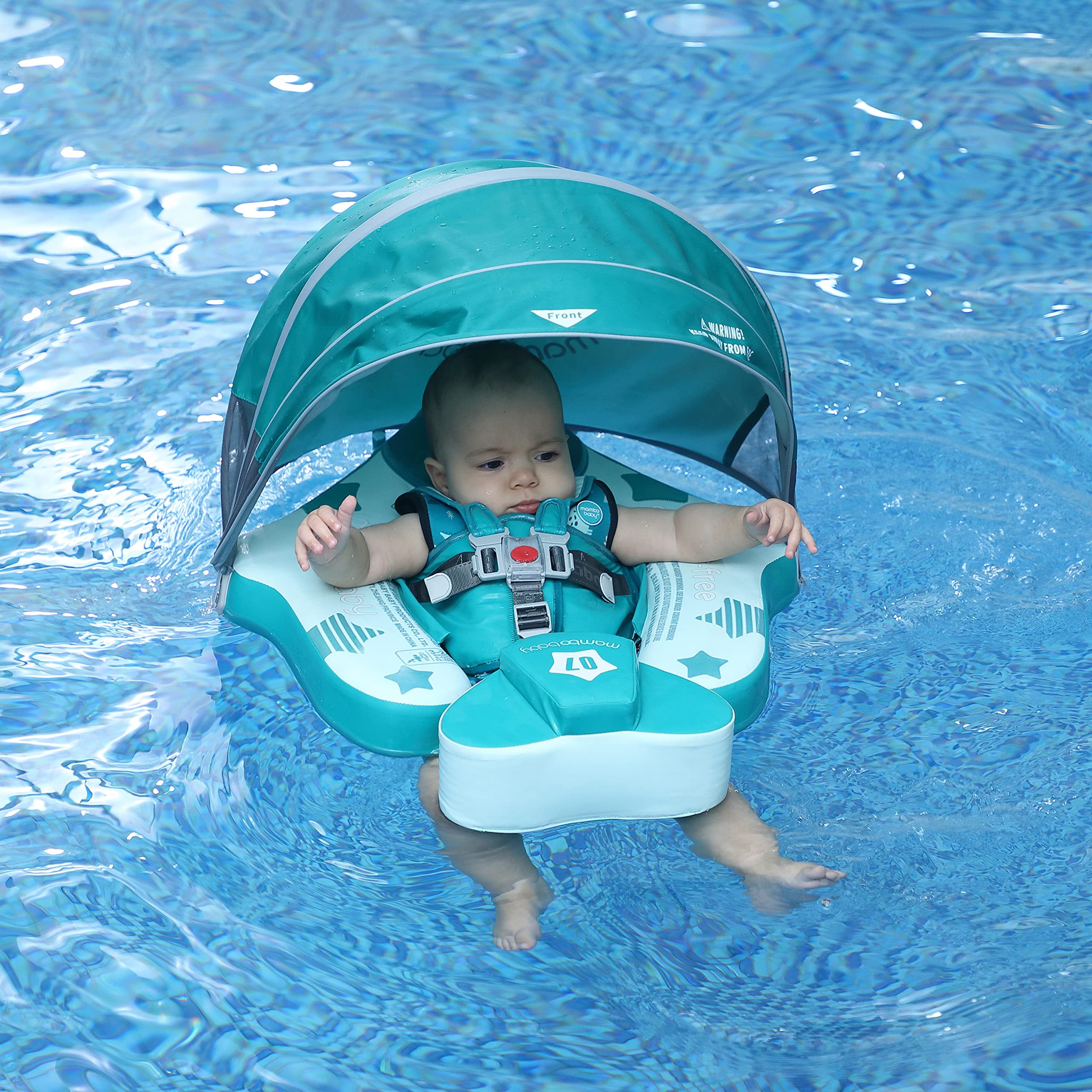 HECCEI Mambobaby Inflatable Airplane Baby Float with Adjustable Sun Canopy - Pink for Pool, Beach & Water Play | Safe Swimming Aid for Toddlers & Infants