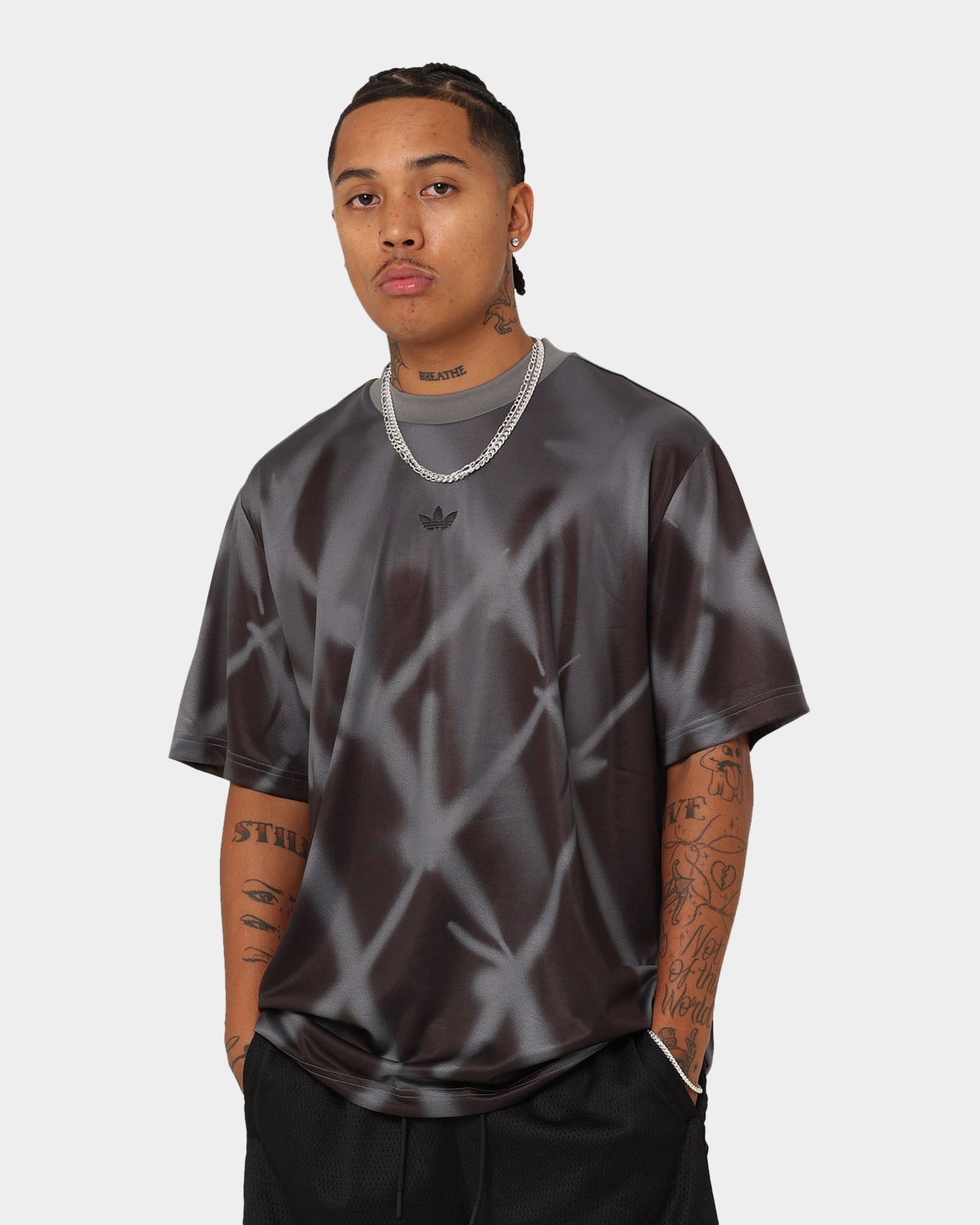 Adidas Streetball All Over Print T-Shirt for Men - Grey Athletic Casual Tee - Perfect for Basketball, Streetwear & Everyday Fashion
