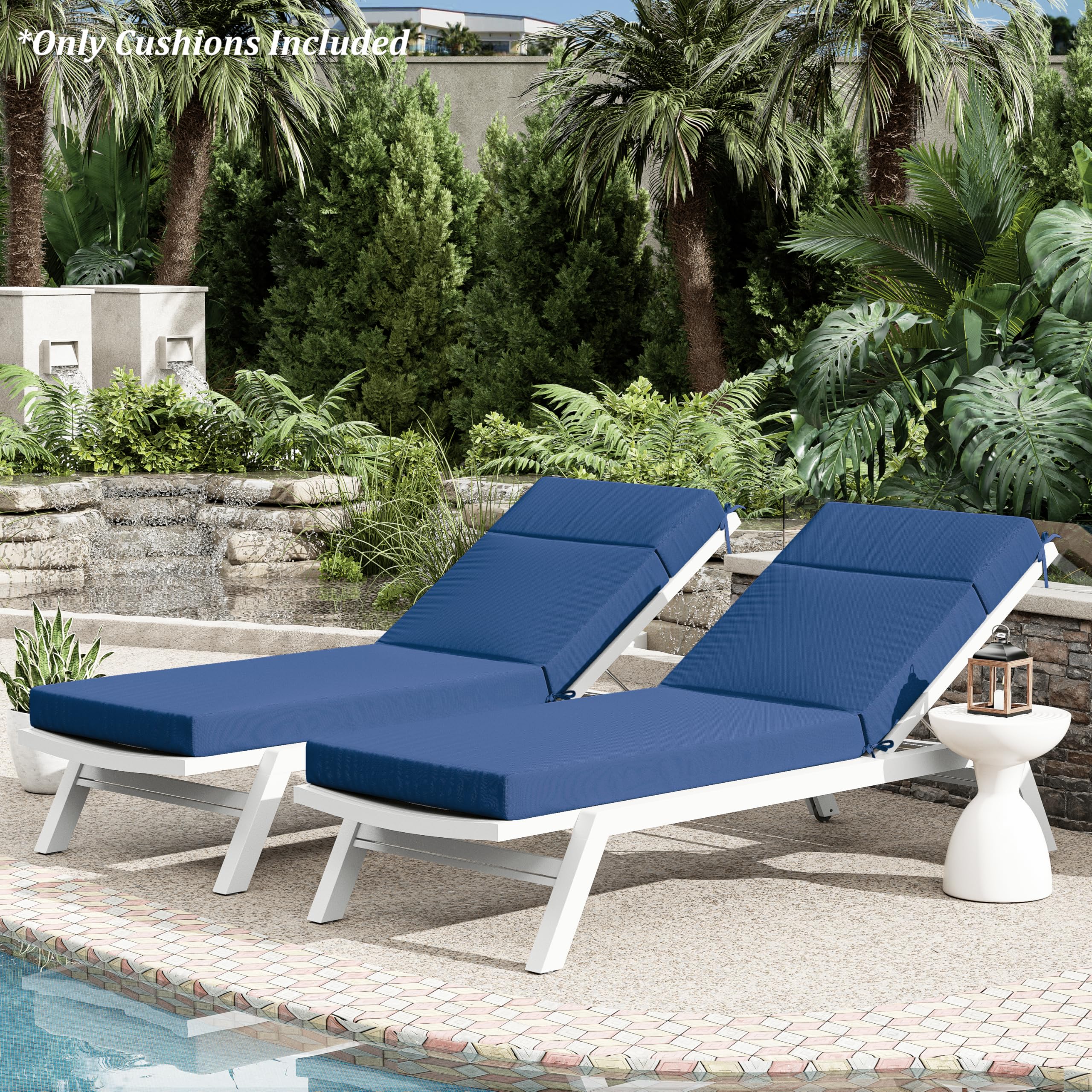 Outdoor Chaise Lounge Cushion - Waterproof, Fade & Tear Resistant Patio Furniture Cushion for Deck, Poolside, Resort & Hotel Use - Perfect for Lawn, Garden and Backyard Relaxation
