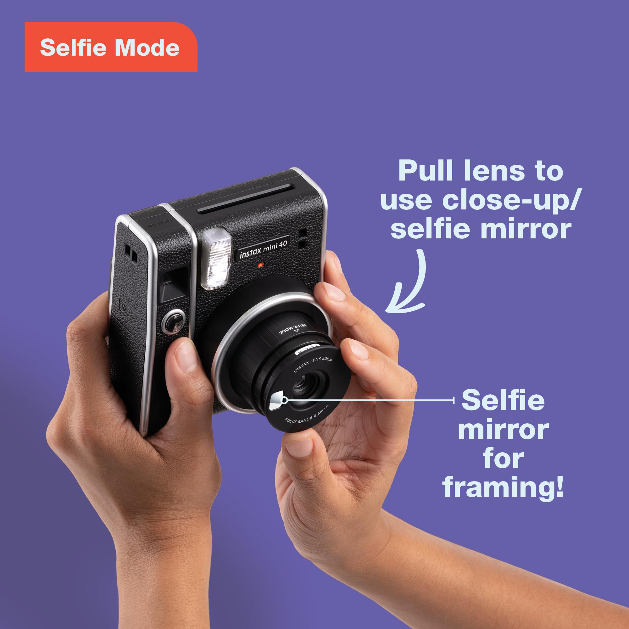 Fujifilm Instax Mini 40 Instant Camera - Black | Instant Film Camera for Travel, Parties & Memories | Perfect Gift for Teens & Adults