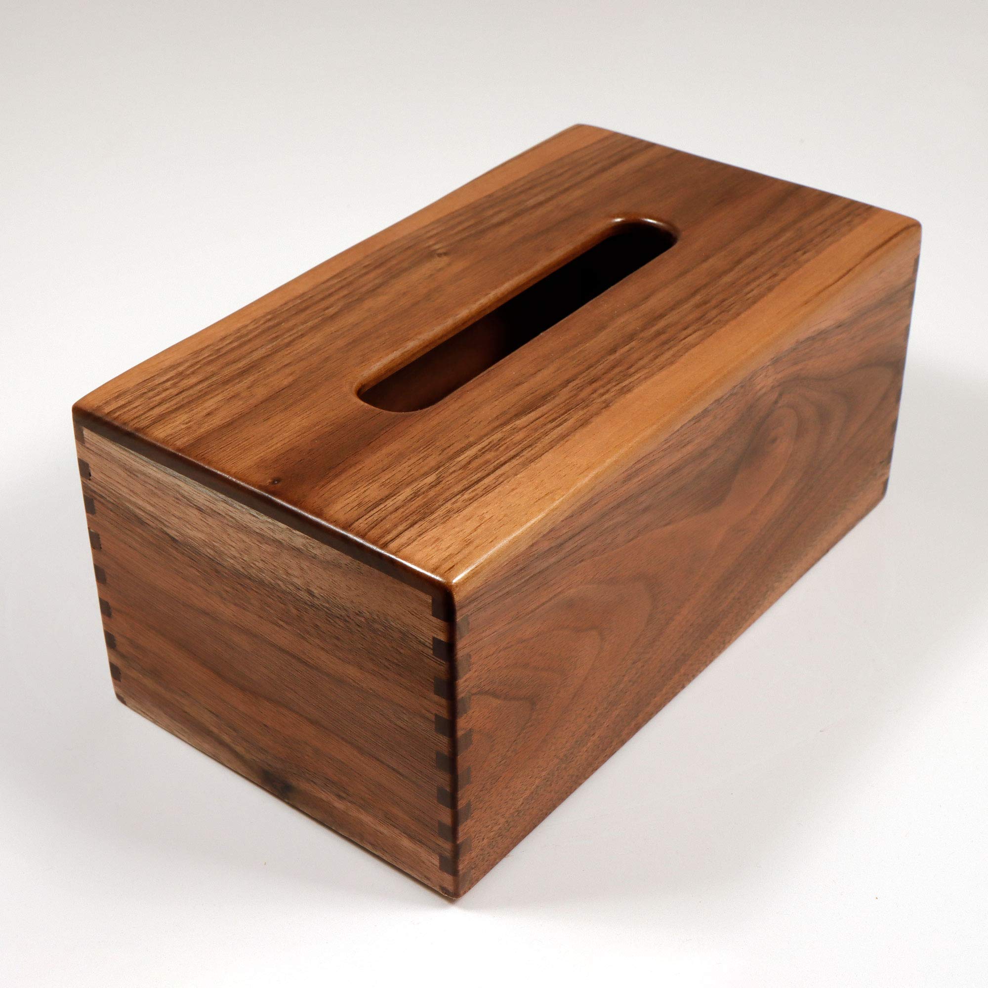 Handmade Solid Texas Black Walnut Tissue Box Cover - Custom Wooden Box Holder with Box Jointed Sides - Elegant Rectangle Home Decor for Living Room, Bedroom & Bathroom
