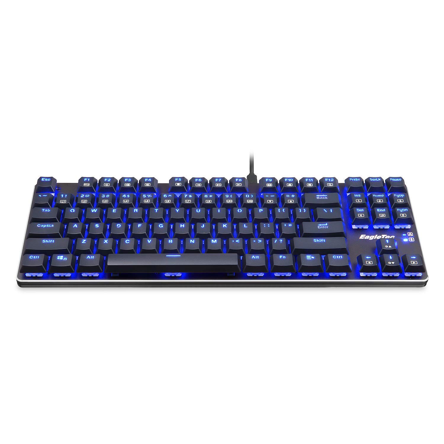 EagleTec KG060-BR Blue LED Mechanical Gaming Keyboard - 87 Keys for PC Gamers