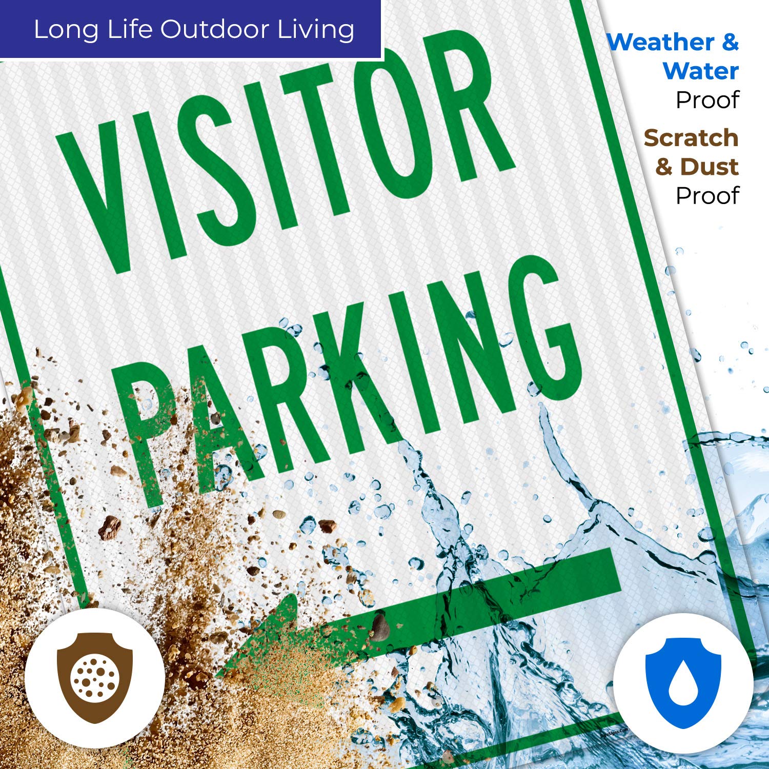 Left Side Visitor Parking Green Sign - 24x30 Inches, 3M EGP Reflective .080 Aluminum - Fade Resistant & Easy Mounting - Indoor/Outdoor Use - Made in USA - Perfect for Office Buildings, Schools & Parking Lots