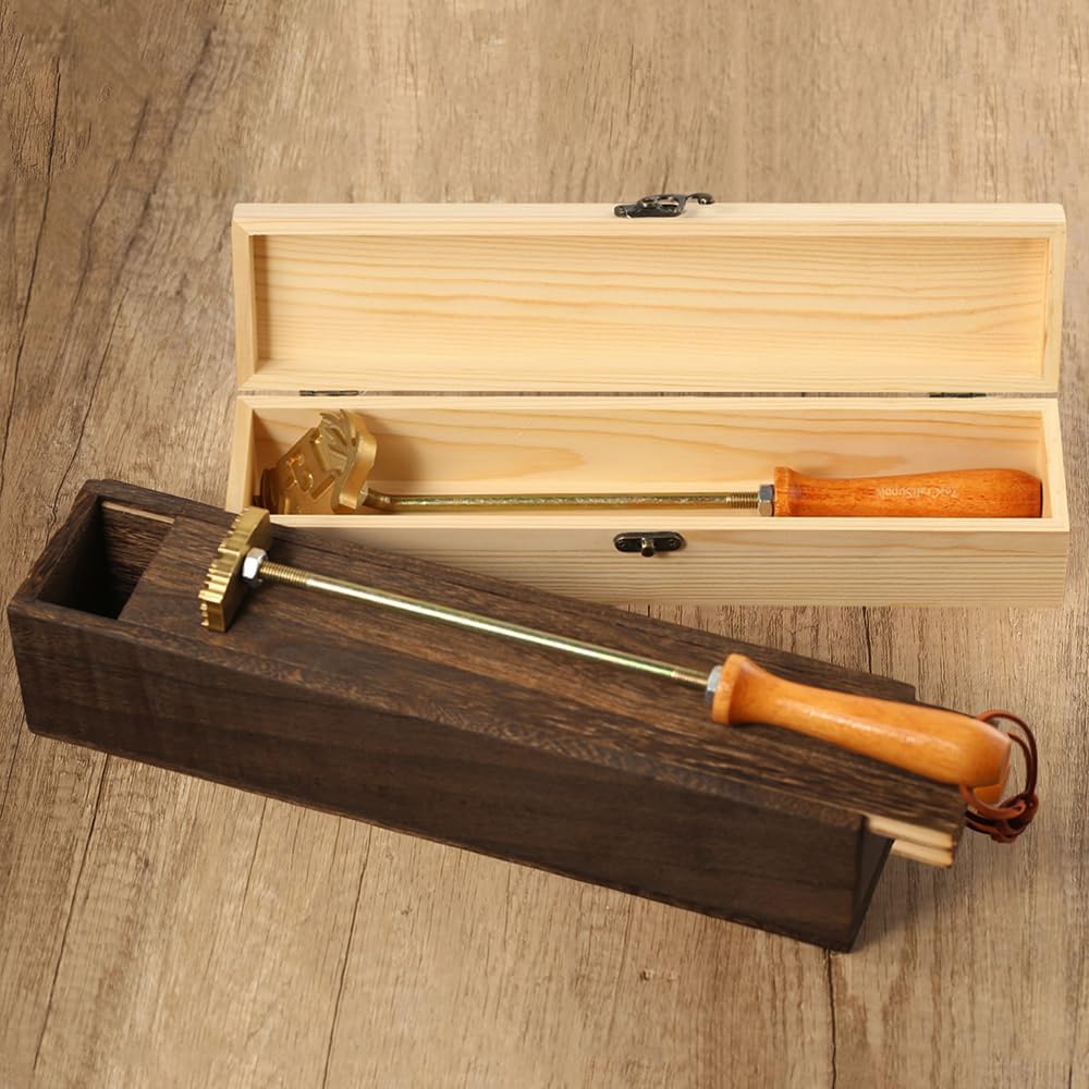 Custom Logo Wood Branding Iron - Handcrafted Leather & Wood Stamp Tool - 1.5