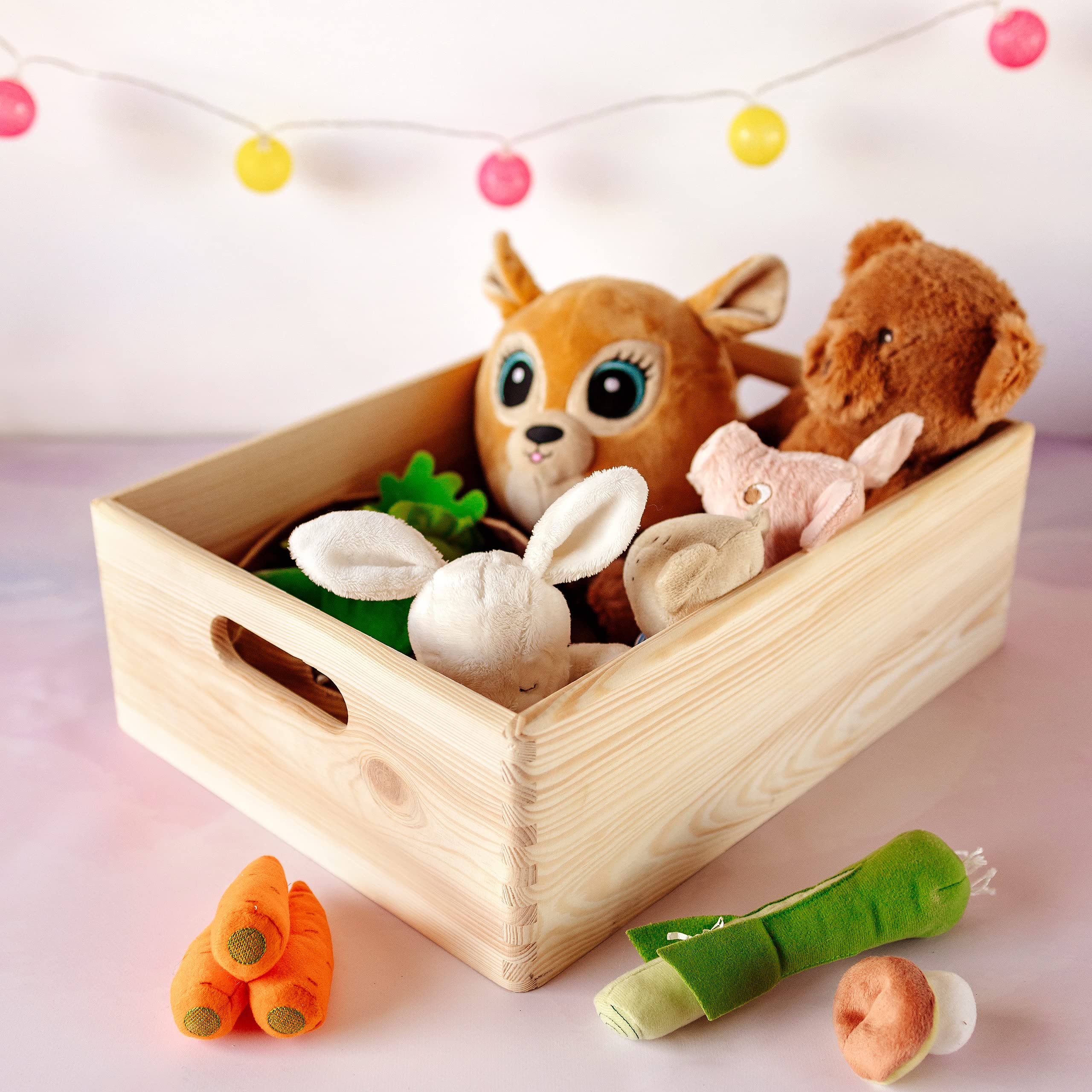 Premium Wooden Storage Box with Handles - 15.7