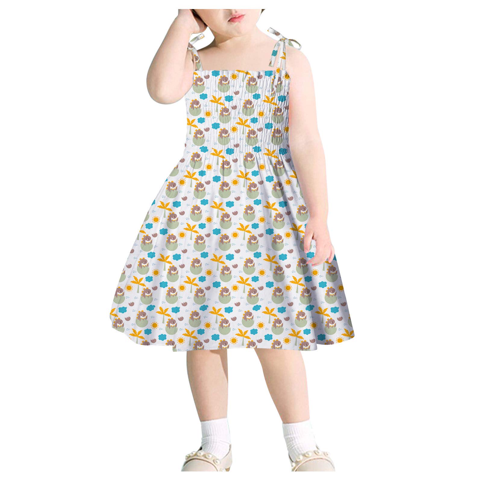 **Floral Slip Princess Dress for Toddler Girls - Dinosaur & Animal Print Beach Dress for Kids - Perfect for Birthday Parties, Beach Outings & Playtime**