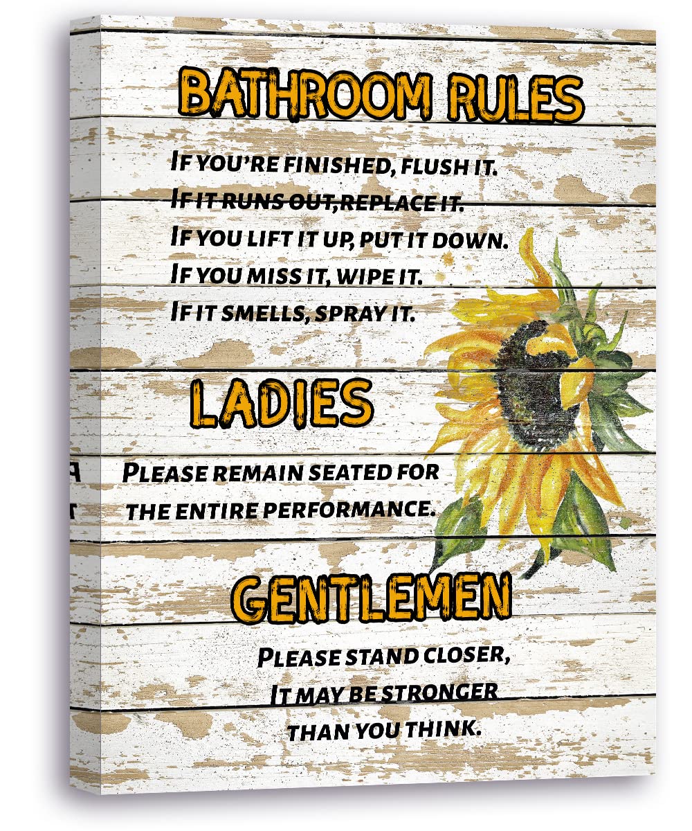 Sunflower Bathroom Wall Art - Farmhouse Decor 12x15