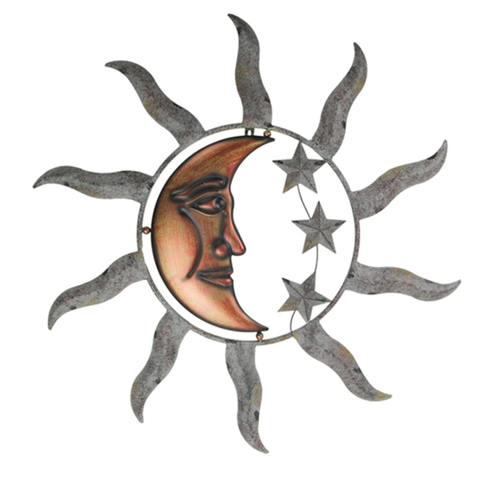 VALINK Metal Wall Art Decor - Sun Moon Star Statue for Home, Living Room, Garden - Creative Hanging Ornaments for Indoor & Outdoor Decorations - Perfect for Boho, Farmhouse, and Modern Interior Design Styles