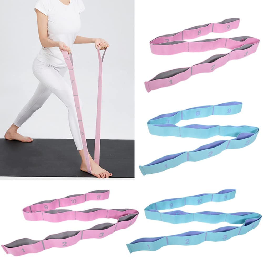 Premium Elastic Yoga Stretch Band - 11 Grid Resistance Loop for Pilates, Gym, Dance & Fitness Training - Blue - Ideal for Home Workouts, Flexibility Exercises & Strength Training