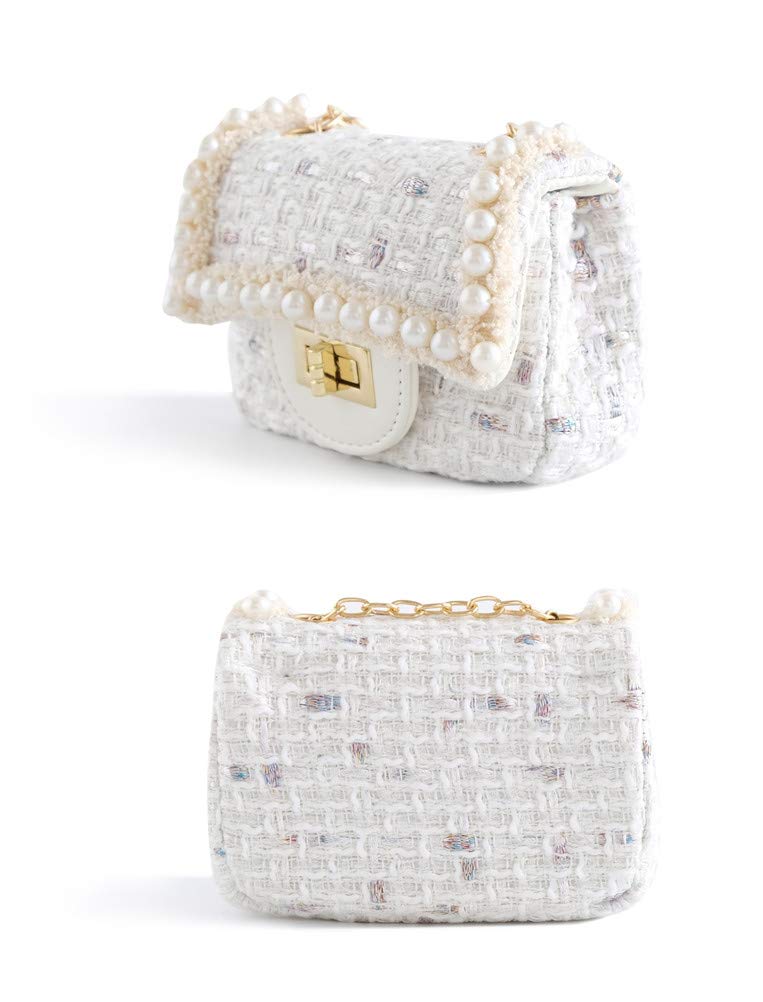 Little Girls Crossbody Purses - Cute Mini Princess Handbags for Toddlers & Kids | Shoulder Messenger Bag Toy Gift (White) | Perfect for Birthday Parties, Dress-Up Play & Everyday Use
