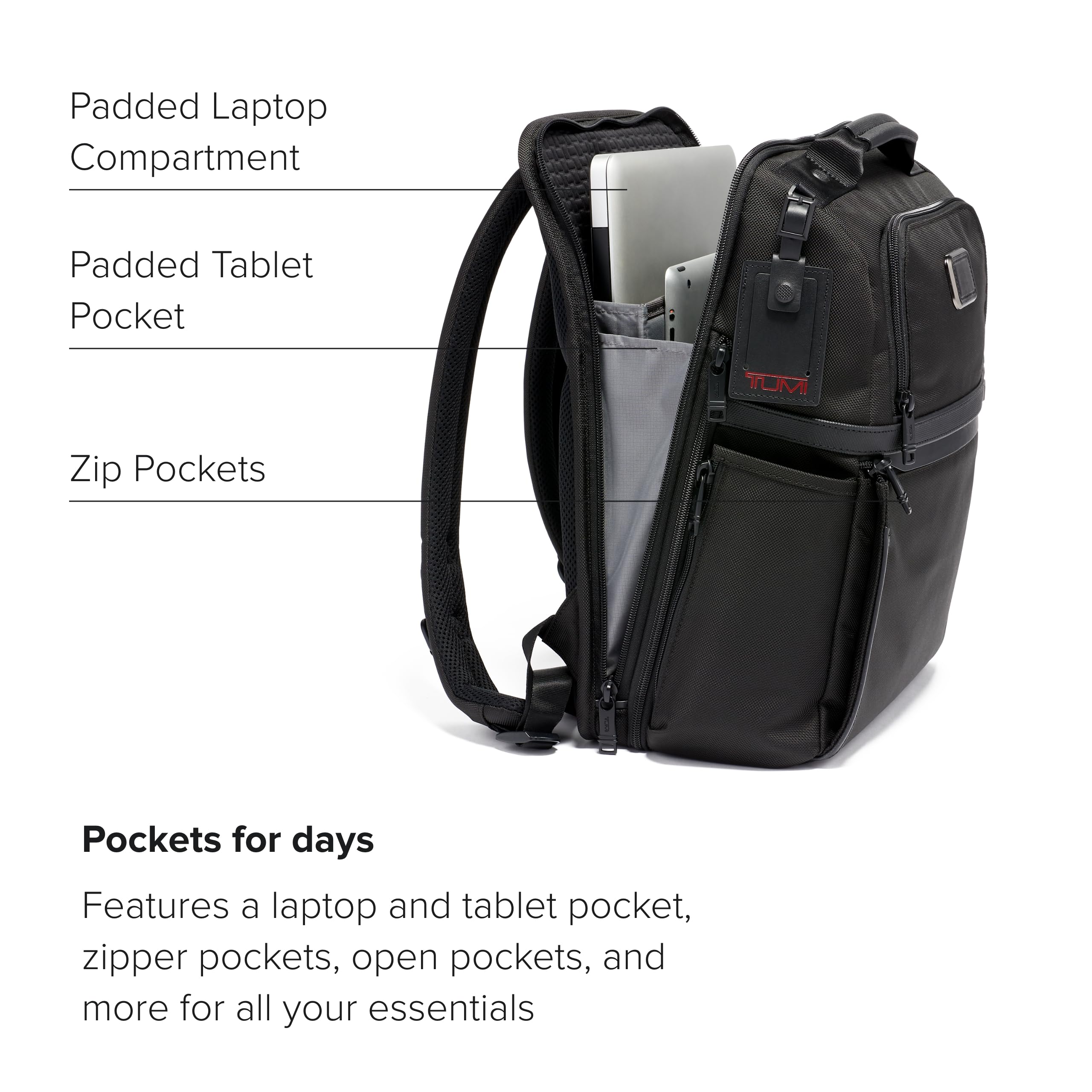 TUMI Alpha Slim Solutions Brief Pack - Lightweight Travel Laptop Backpack for Business Professionals - Durable Work Bag with USB Charging Port - Perfect for Commuting, Air Travel & Office Use - Black