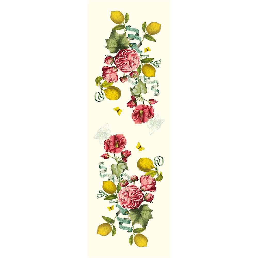 Garnier-Thiebaut Citrons de Menton French Table Runner - 100% Prewashed Linen (61x20 Inches) - Creamy White, Green, Red, Yellow - Perfect for Dining Tables, Kitchen Decor & French Country Style Homes