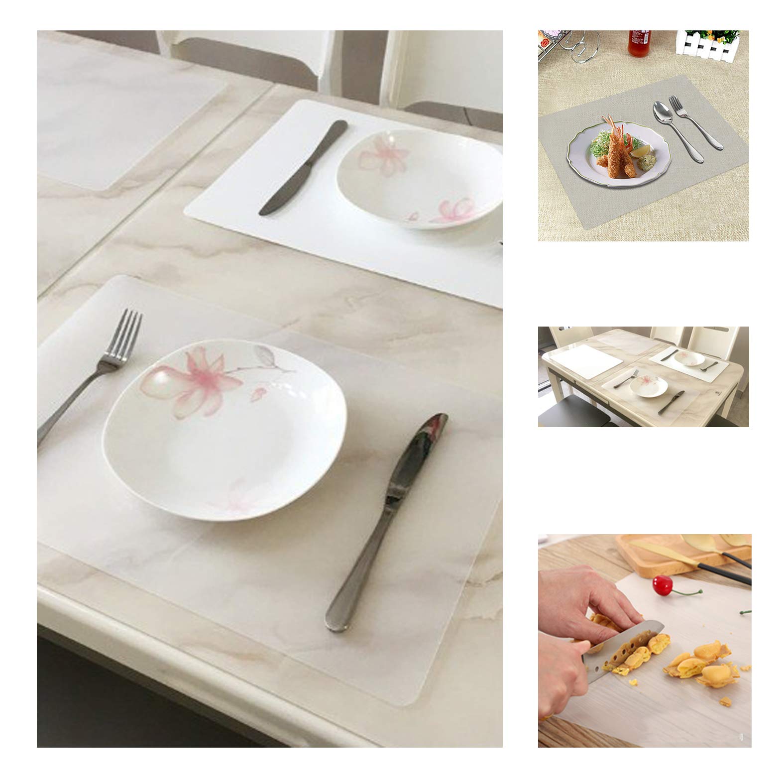 6-Pack Clear Plastic Placemats - Translucent, Washable & Heat-Resistant Table Mats for Dining & Kitchen | Perfect for Everyday Meals, Parties & Home Decor