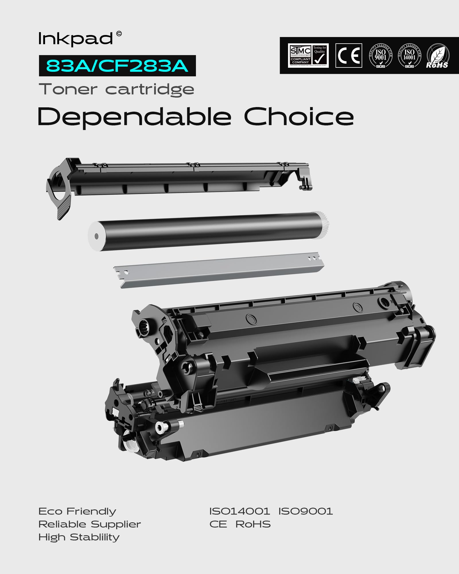 iNKPAD 83A CF283A Toner (2-Pack) for HP LaserJet Printers - Home & Office Use