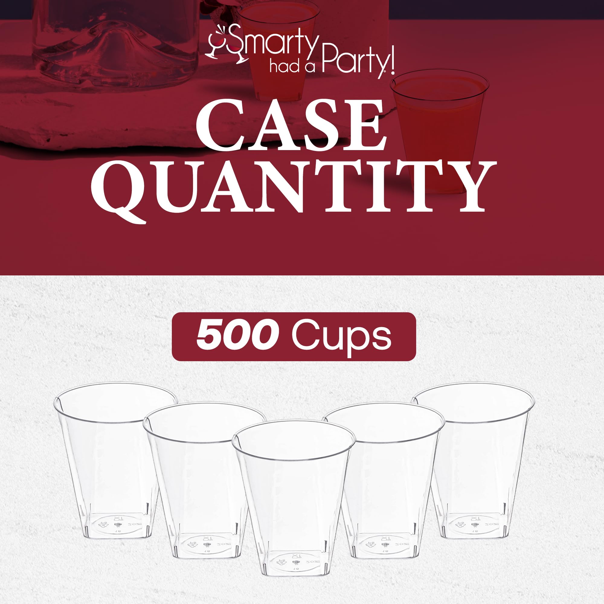 Smarty Had A Party 7 oz Clear Plastic Tumblers - 500-Pack Disposable Cups for Cocktails, Iced Coffee, Smoothies & Parties - Elegant Plastic Drinkware for Weddings, BBQs, Office Events & Home Entertaining