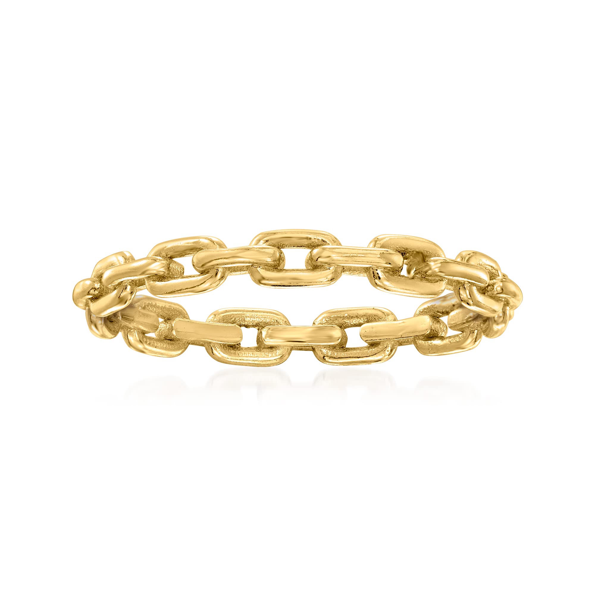 10kt Yellow Gold Paper Clip Link Ring for Women - Elegant Minimalist Stackable Jewelry - Perfect for Everyday Wear, Gifts & Special Occasions