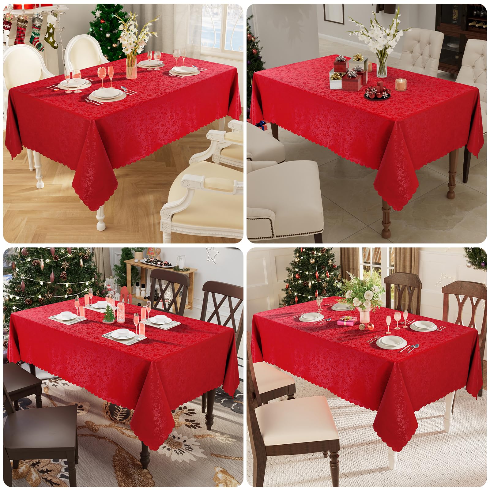Smiry Waterproof Heavy Duty Vinyl Tablecloth - Wipeable, Washable Rectangle Table Cover for Kitchen, Dining Room, Party, and Outdoor Events (Red, 60
