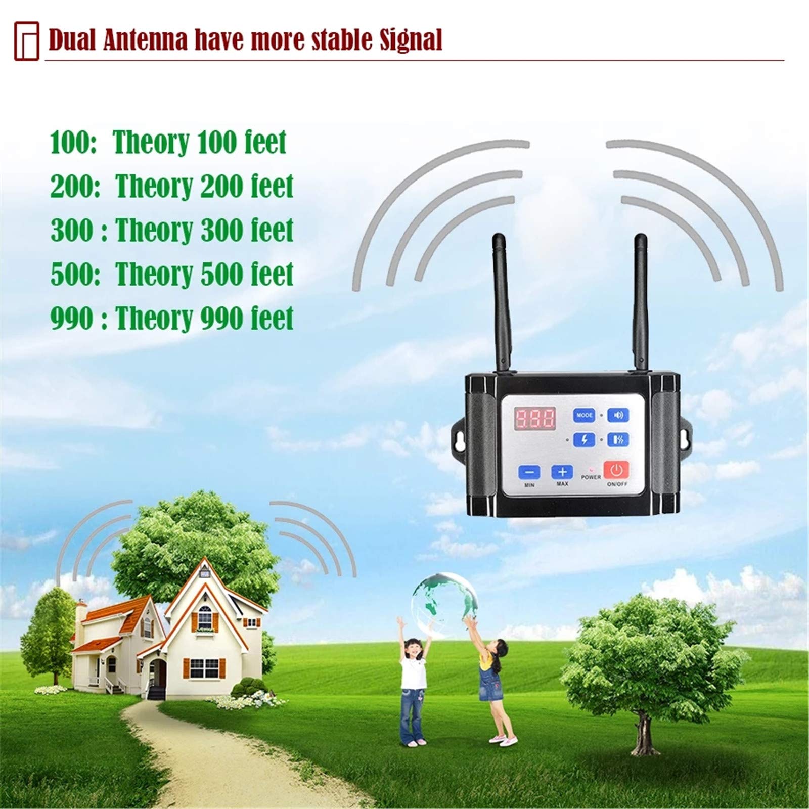 Wireless Dog Fence Electric Pet Containment System - Waterproof Training Collar with 6 Adjustable Levels (Vibration, Beep, Shock) | Safe Boundary Control for Small, Medium & Large Dogs | Ideal for Backyard, Garden & Outdoor Use