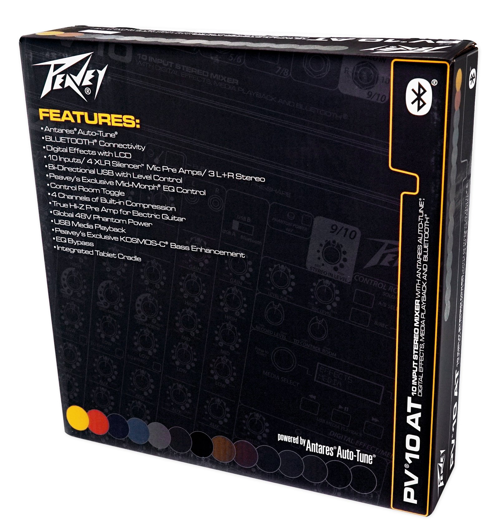 Peavey PV 10AT 10-Channel Bluetooth Mixer with USB, 4 Mic Inputs, Compressor & Effects | Includes AutoTune 2-Channel Processor & 20ft XLR Cable | Perfect for Live Performances, Studio Recording & Podcasting