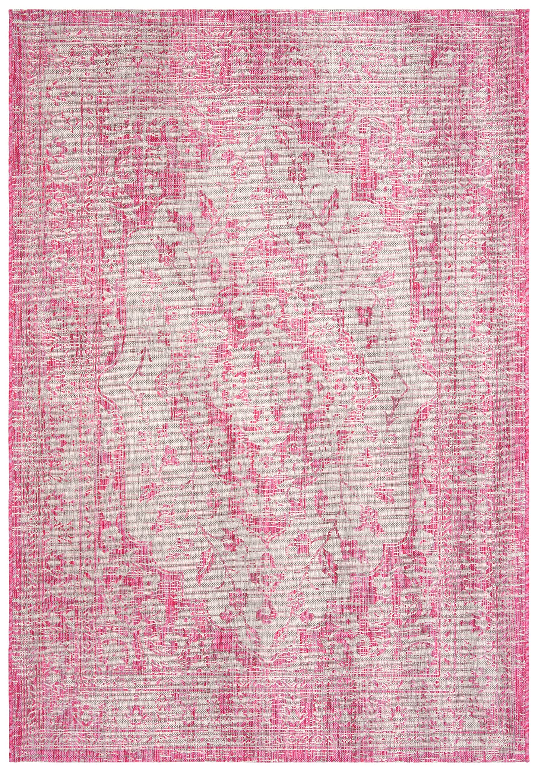 SAFAVIEH Courtyard Collection 8' x 10' Fuchsia Grey Indoor Outdoor Waterproof Rug - Easy Clean, Stain Resistant for Patio, Backyard, Mudroom, Deck & Poolside (CY8231)