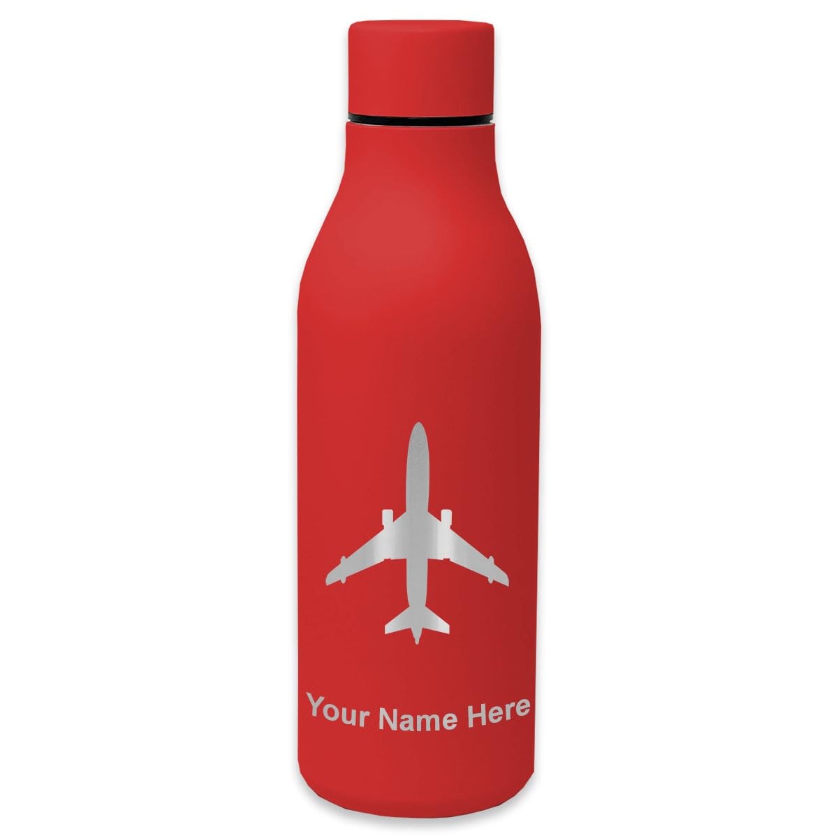 LaserGram Double Wall Insulated Stainless Steel Water Bottle with Personalized Engraving - 20oz Vacuum Flask for Travel, Gym & Outdoor Activities | Keeps Drinks Hot/Cold for 24 Hours | Jet Airplane Design