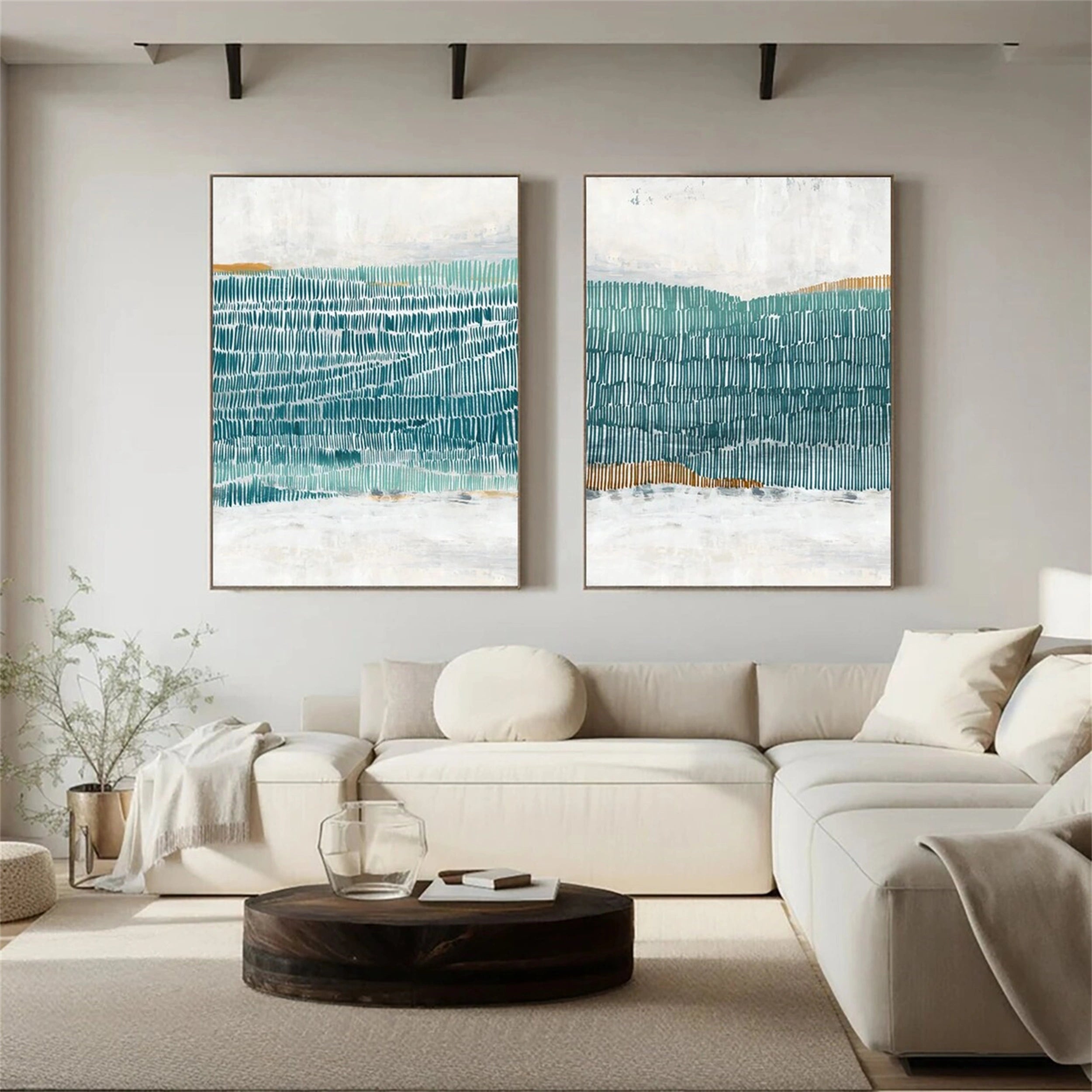 Abstract Tranquility Set of 2 Modern Canvas Wall Art - Minimalist Home Decor for Living Room, Bedroom & Office - #WS121