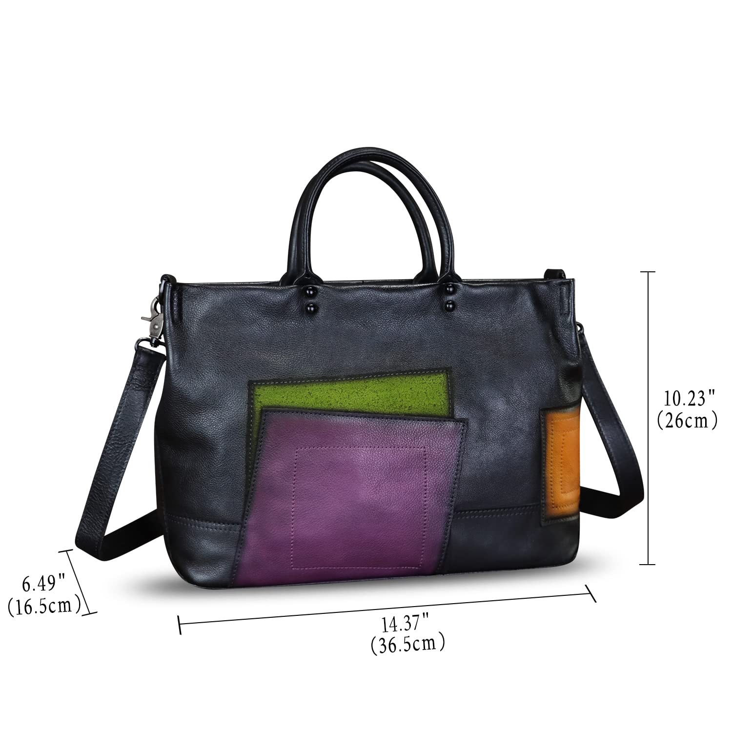 Genuine Leather Satchel for Women - Handmade Leather Work Tote Bag with Top Handle & Crossbody Strap - Stylish Handbag Purse for Office, Travel & Everyday Use