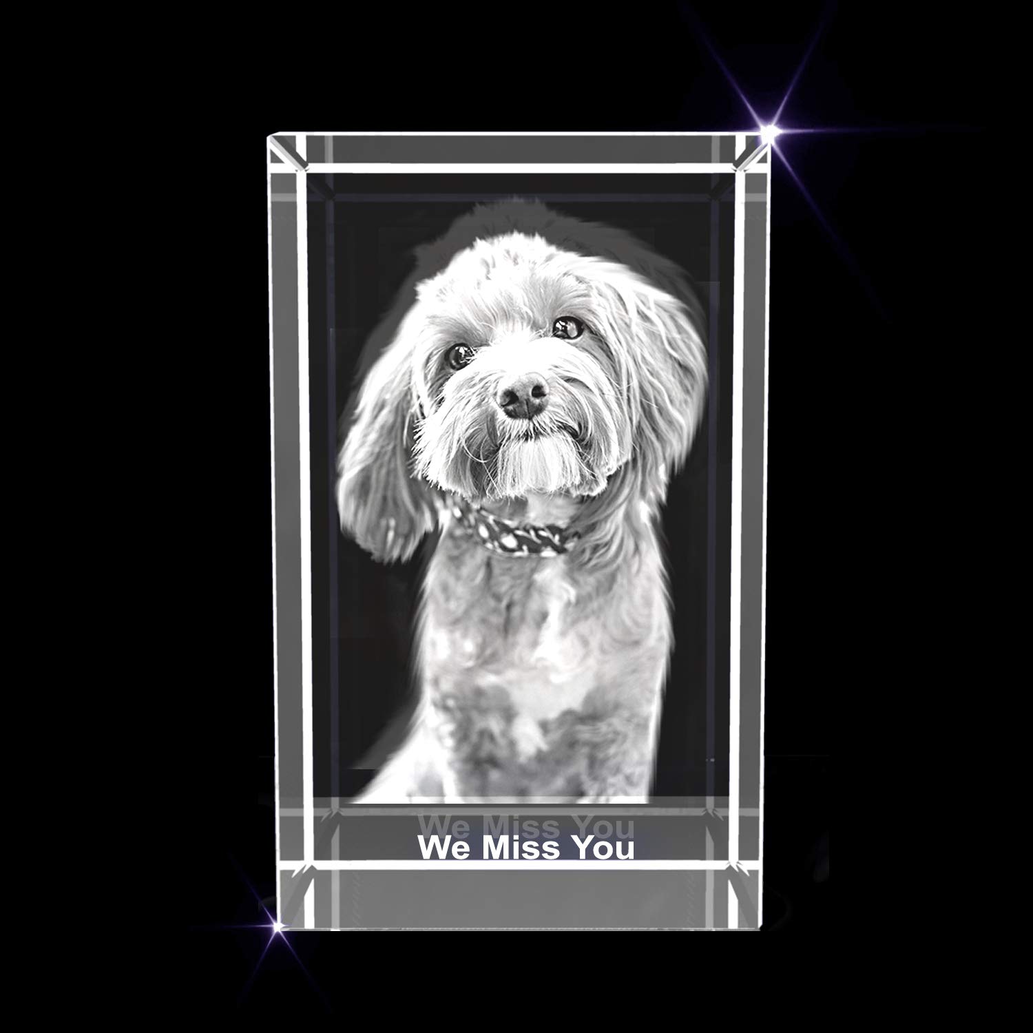 Personalized Pet 3D Engraved Crystal Photo Gift - Custom Engraving Memorial Keepsake for Dogs & Cats - Perfect for Pet Loss Remembrance, Anniversary Gifts & Home Decor (Large Rectangle)