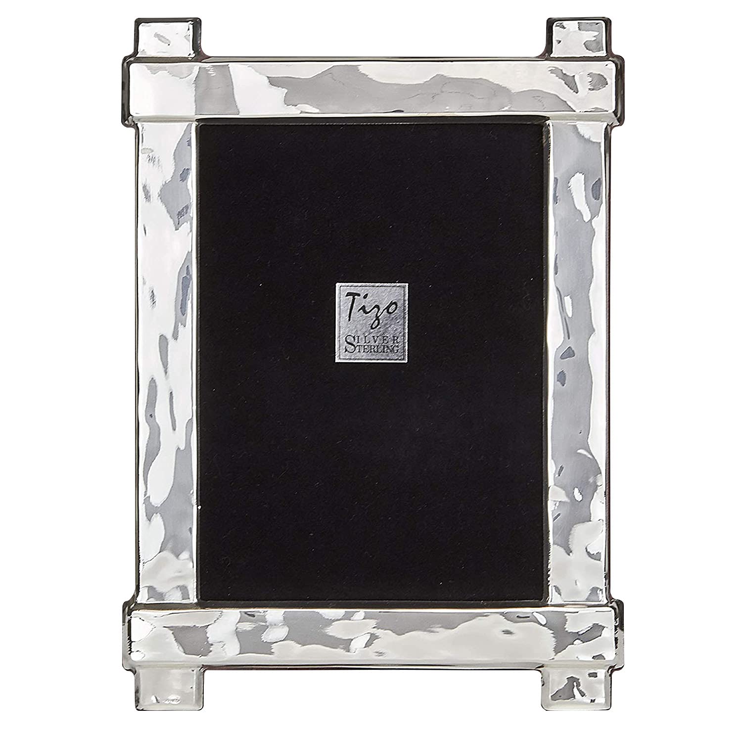 Tizo Design 8x10 Hammered Silver Deco Picture Frame - Premium 925 Sterling Silver Photo Frame for Wall Display | Siena Collection | Perfect for Home Decor, Wedding Photos & Office Art