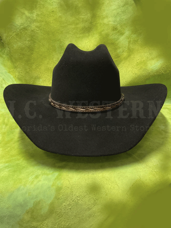 Justin JF0630CROW4402 6X Fur Felt Cowboy Hat - Black Bent Rail Crowell Style for Western Rodeo & Outdoor Adventures