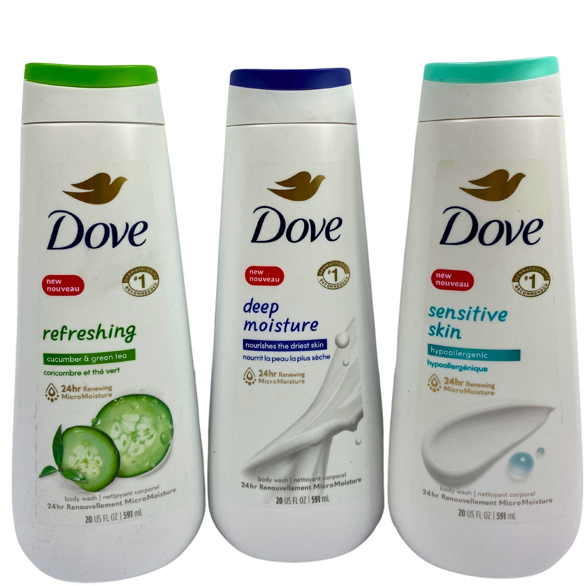 Dove 20OZ Assorted Mix Body Wash (50 Pcs Bulk Pack) - Hydrating & Nourishing Shower Gel for Dry Skin - Perfect for Home, Gym & Travel Use