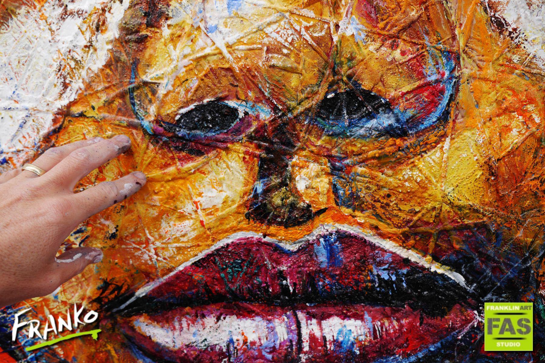 Boy Warrior Blu 190cm x 100cm Aboriginal Warrior Abstract Realism Textured Canvas Art - Perfect for Living Room Wall Decor, Office Artwork & Cultural Home Accents