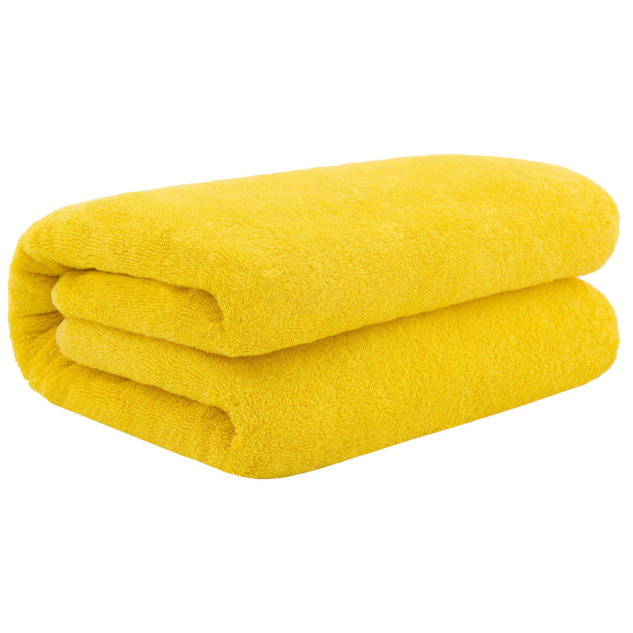 100% Cotton Oversized Bath Sheet 40x80 - Extra Large Turkish Bath Towel for Bathroom, Spa & Pool | Soft & Absorbent Yellow Bathsheet for Luxury Home & Hotel Use