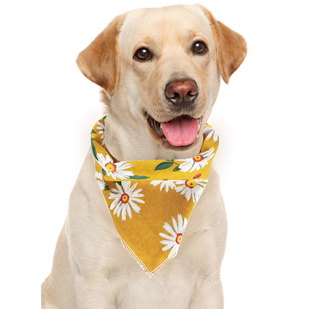 **Washable Cotton Dog Bandanas & Cat Scarves - Cute Flower Print Pet Bibs for Small Medium Large Dogs - Perfect for Grooming, Photos & Daily Walks**
